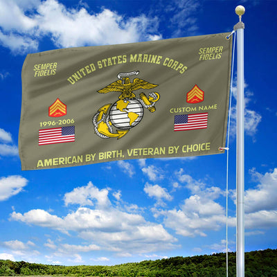 Premium Custom Name, Rank, Year, USMC Grommet Flag, Gift For Marine Veteran, Gifts For Dad, For Husband, Best Gifts On Father's Day, Independence Day, Veterans Day.