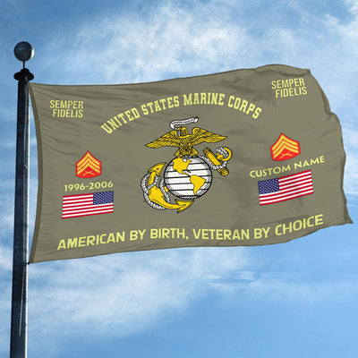 Premium Custom Name, Rank, Year, USMC Grommet Flag, Gift For Marine Veteran, Gifts For Dad, For Husband, Best Gifts On Father's Day, Independence Day, Veterans Day.