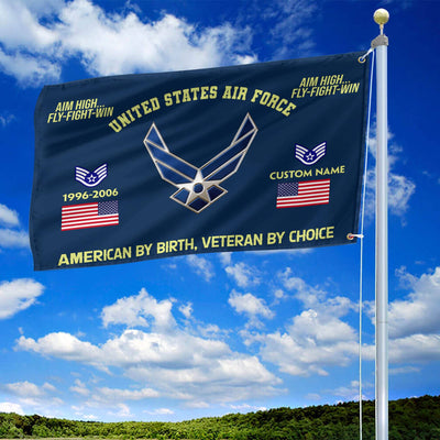 Premium Custom Name, Rank, Year, USAF Grommet Flag, Gift For Air Force Veteran, Gifts For Dad, For Husband, Best Gifts On Father's Day, Independence Day, Veterans Day.
