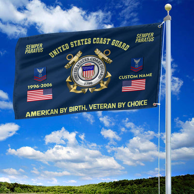 Premium Custom Name, Rank, Year, USCG Grommet Flag, Gift For Coast Guard Veteran, Gifts For Dad, For Husband, Best Gifts On Father's Day, Independence Day, Veterans Day.