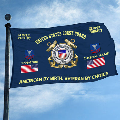Premium Custom Name, Rank, Year, USCG Grommet Flag, Gift For Coast Guard Veteran, Gifts For Dad, For Husband, Best Gifts On Father's Day, Independence Day, Veterans Day.