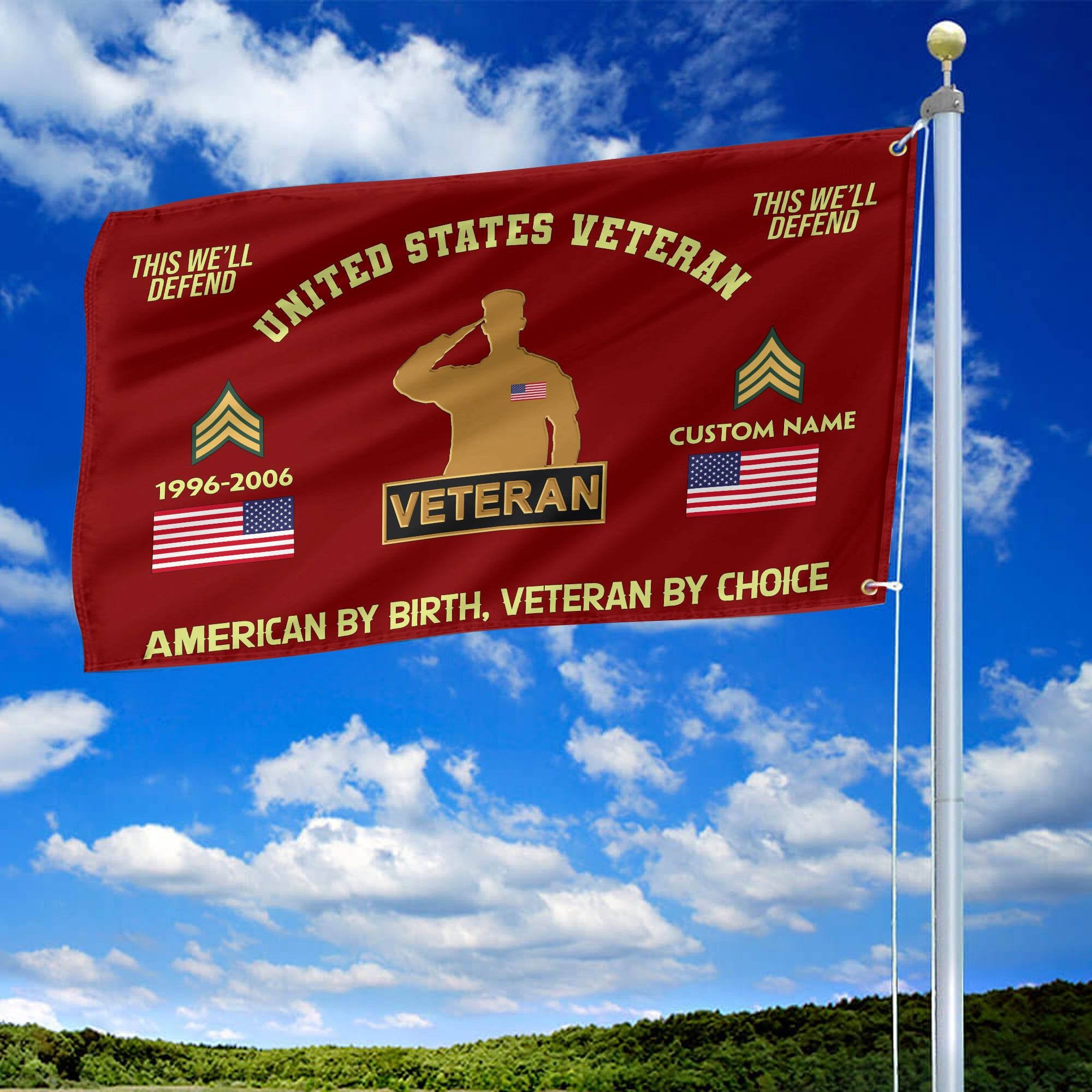 Premium Custom Name, Rank, Year, US Veteran Grommet Flag, Gift For US Veteran, Gifts For Dad, For Husband, Best Gifts On Father's Day, Independence Day, Veterans Day.