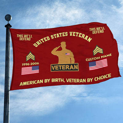 Premium Custom Name, Rank, Year, US Veteran Grommet Flag, Gift For US Veteran, Gifts For Dad, For Husband, Best Gifts On Father's Day, Independence Day, Veterans Day.