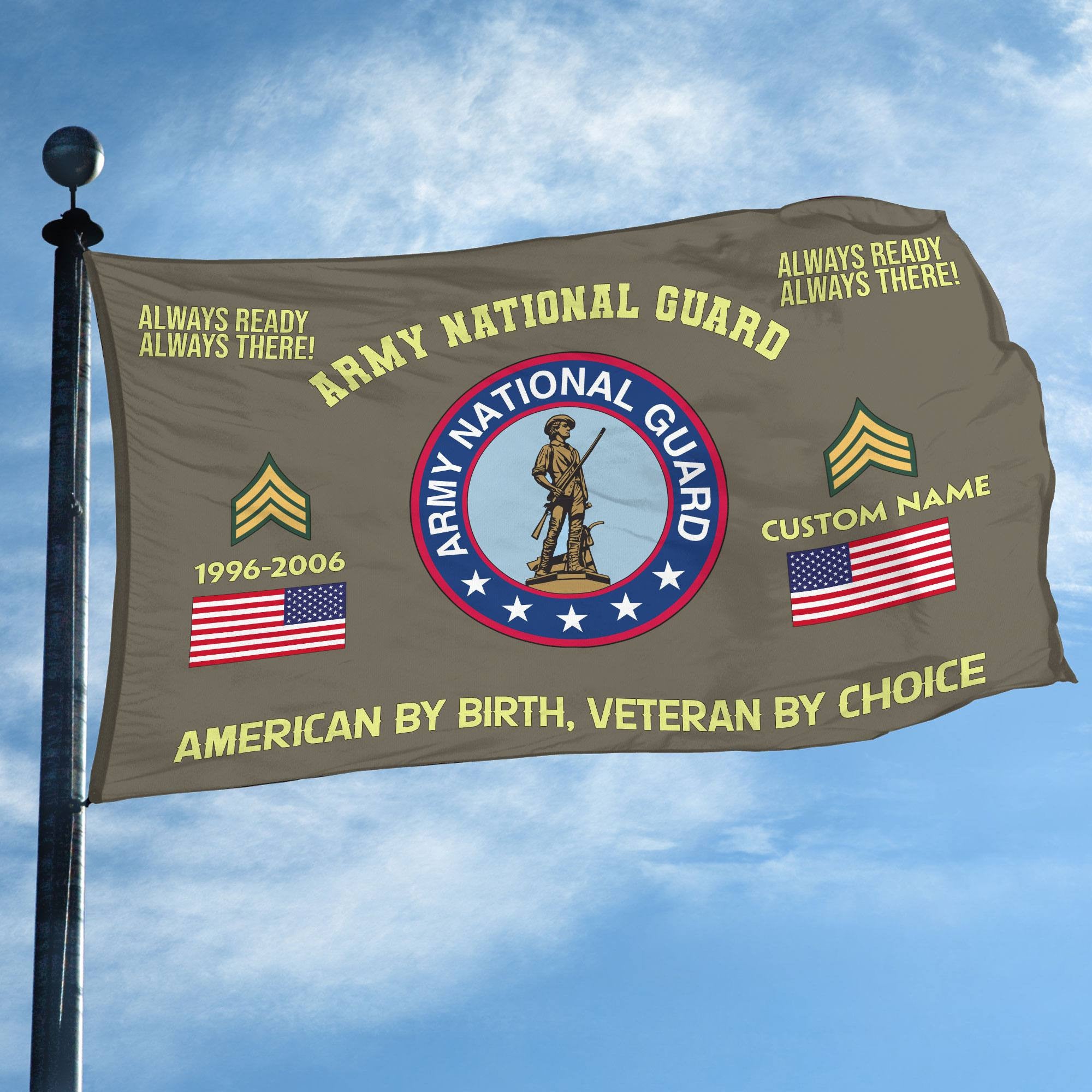 Premium Custom Name, Rank, Year, Army National Guard Veteran Grommet Flag, Gift For Army National Guard Veteran, Gifts For Dad, For Husband, Best Gifts On Father's Day, Independence Day, Veterans Day.