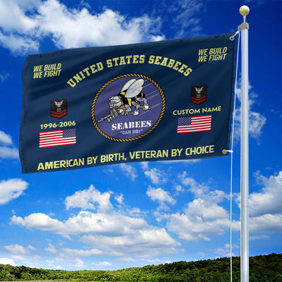 Premium Custom Name, Rank, Year, US Seabees Grommet Flag, Gift For Seabees Veteran, Gifts For Dad, For Husband, Best Gifts On Father's Day, Independence Day, Veterans Day.