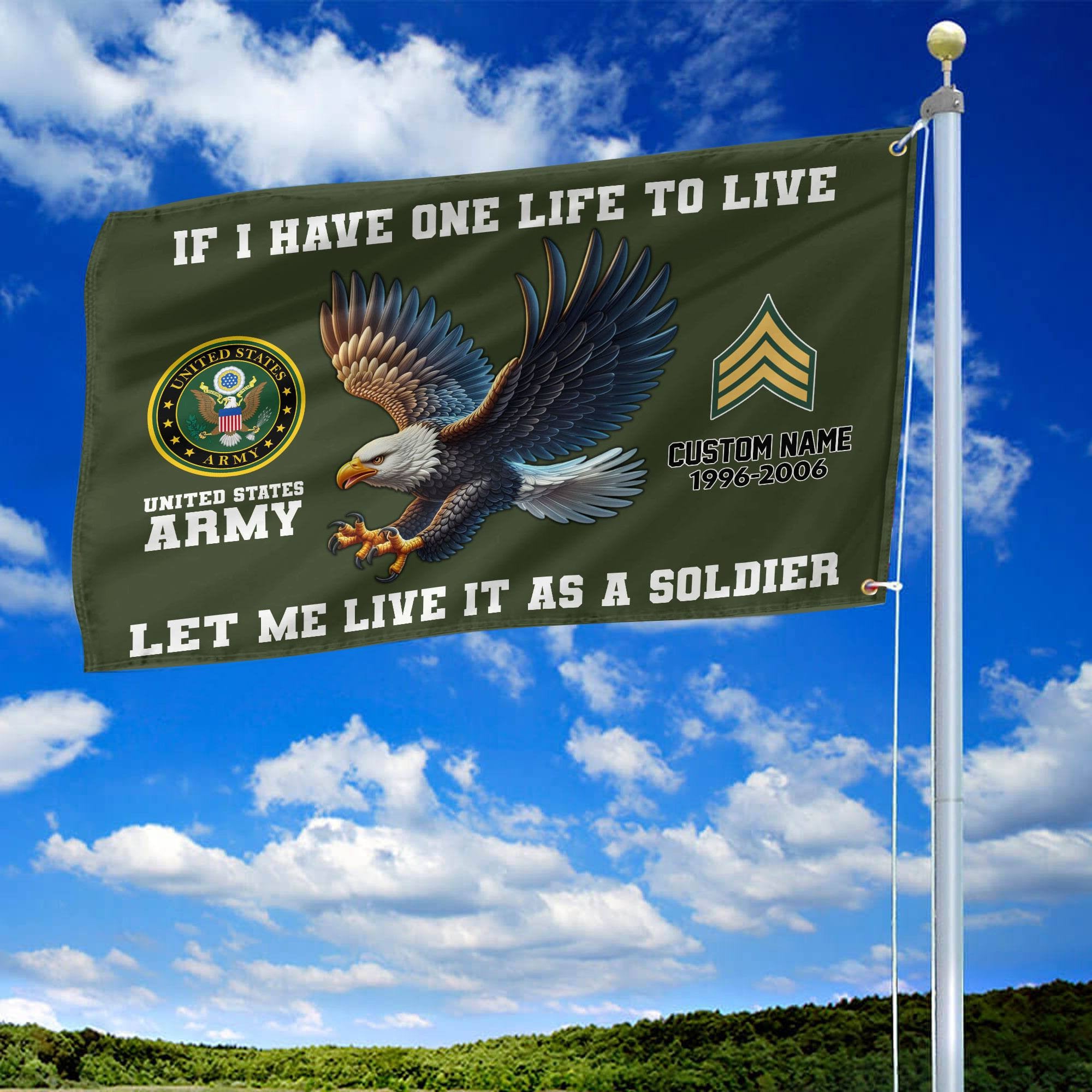 Unique Custom US Army Grommet Flag, Gift For Army Veteran, Gifts For Dad, For Husband, Best Gifts On Father's Day, Independence Day, Veterans Day.