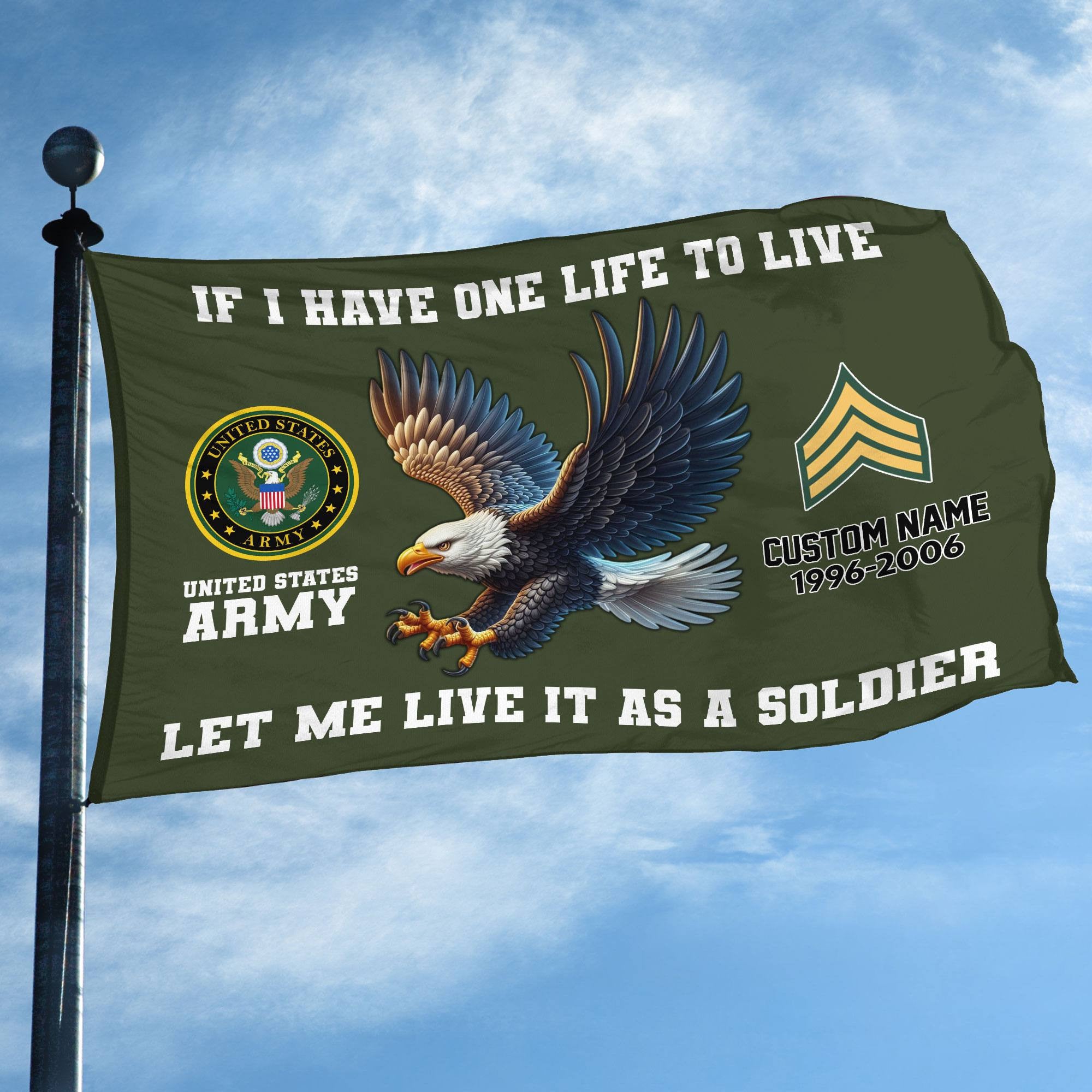 Unique Custom US Army Grommet Flag, Gift For Army Veteran, Gifts For Dad, For Husband, Best Gifts On Father's Day, Independence Day, Veterans Day.