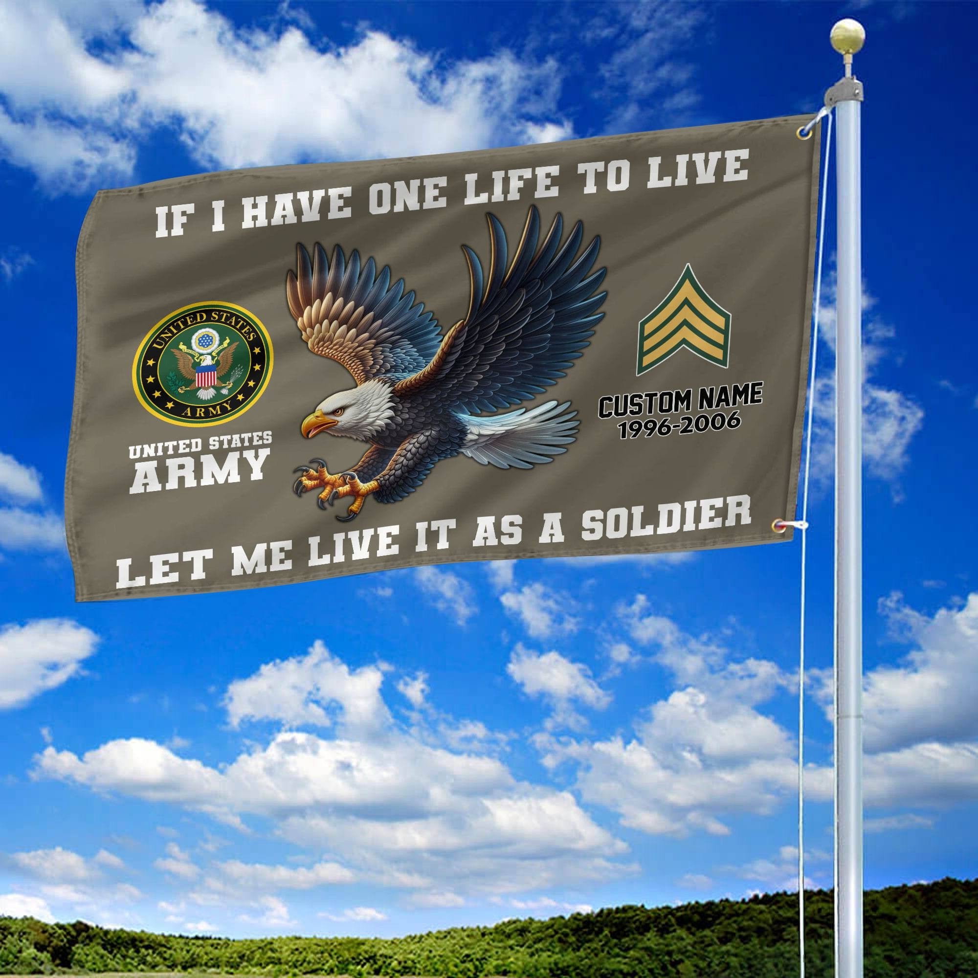 Unique Custom US Army Grommet Flag, Gift For Army Veteran, Gifts For Dad, For Husband, Best Gifts On Father's Day, Independence Day, Veterans Day.