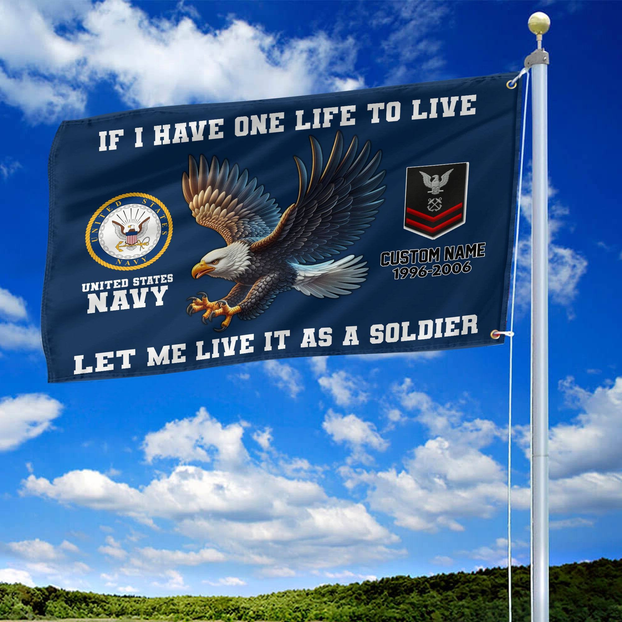 Unique Custom US Navy Grommet Flag, Gift For Navy Veteran, Gifts For Dad, For Husband, Best Gifts On Father's Day, Independence Day, Veterans Day.