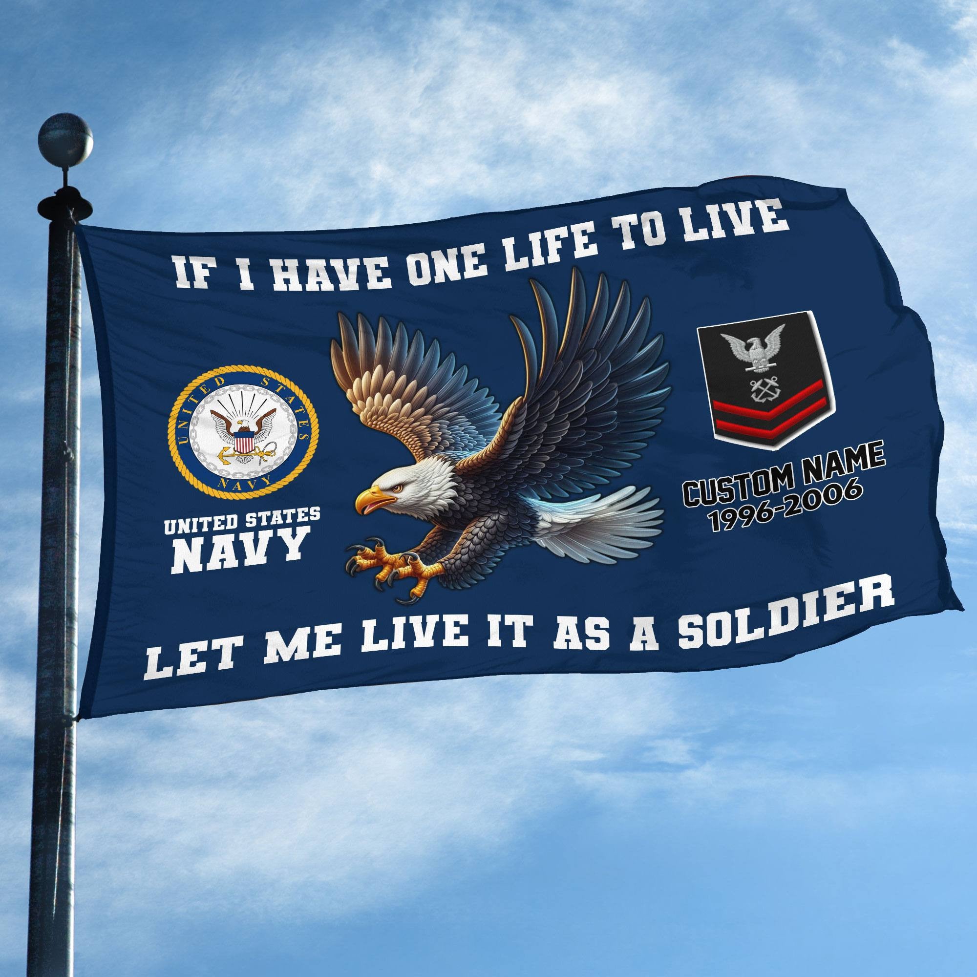 Unique Custom US Navy Grommet Flag, Gift For Navy Veteran, Gifts For Dad, For Husband, Best Gifts On Father's Day, Independence Day, Veterans Day.