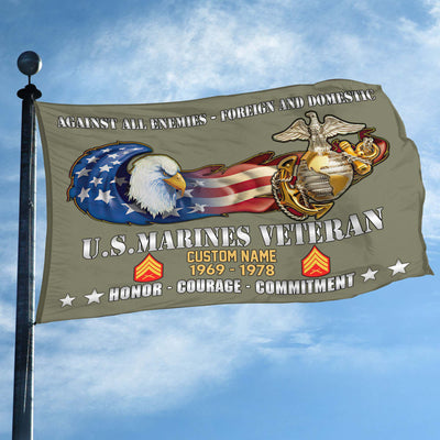 Unique Custom Name, Rank, Year, USMC Grommet Flag, Gift For Marine Veteran, Gifts For Dad, For Husband, Best Gifts On Father's Day, Independence Day, Veterans Day.