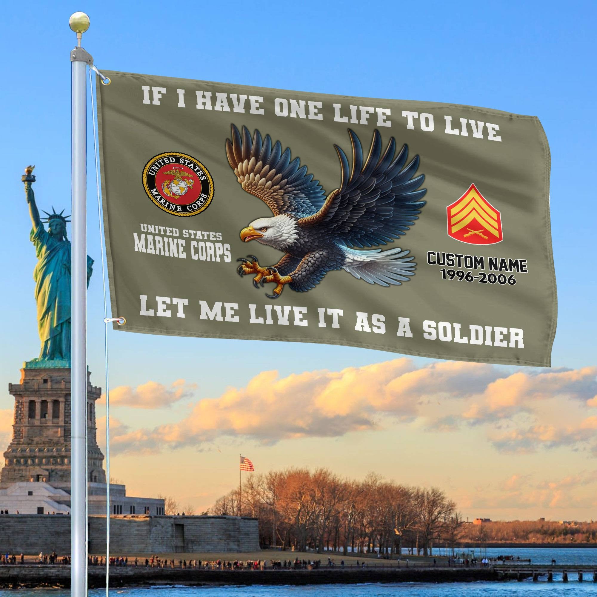 Unique Custom USMC Grommet Flag, Gift For Marine Veteran, Gifts For Dad, For Husband, Best Gifts On Father's Day, Independence Day, Veterans Day.