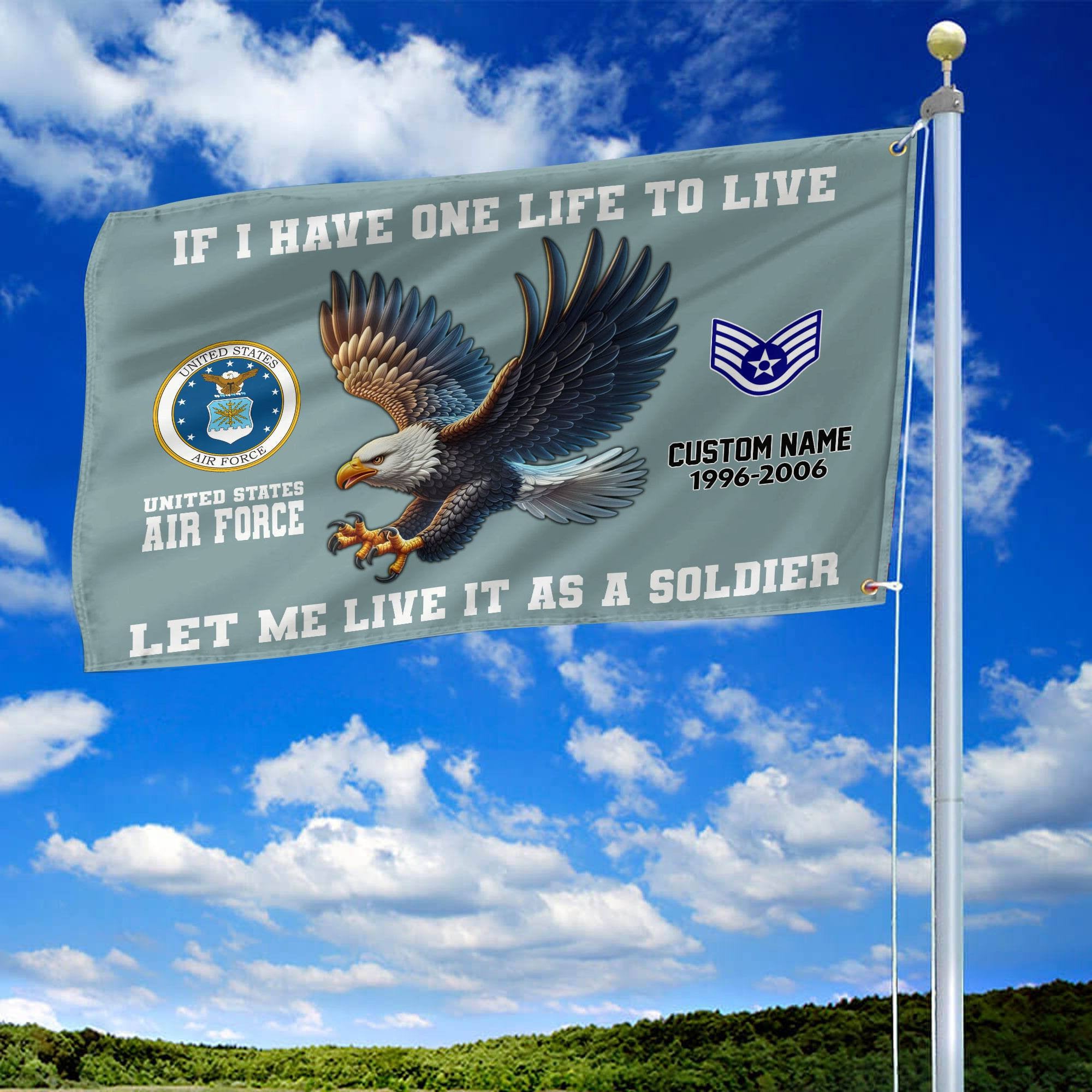 Unique Custom USAF Grommet Flag, Gift For Air Force Veteran, Gifts For Dad, For Husband, Best Gifts On Father's Day, Independence Day, Veterans Day.