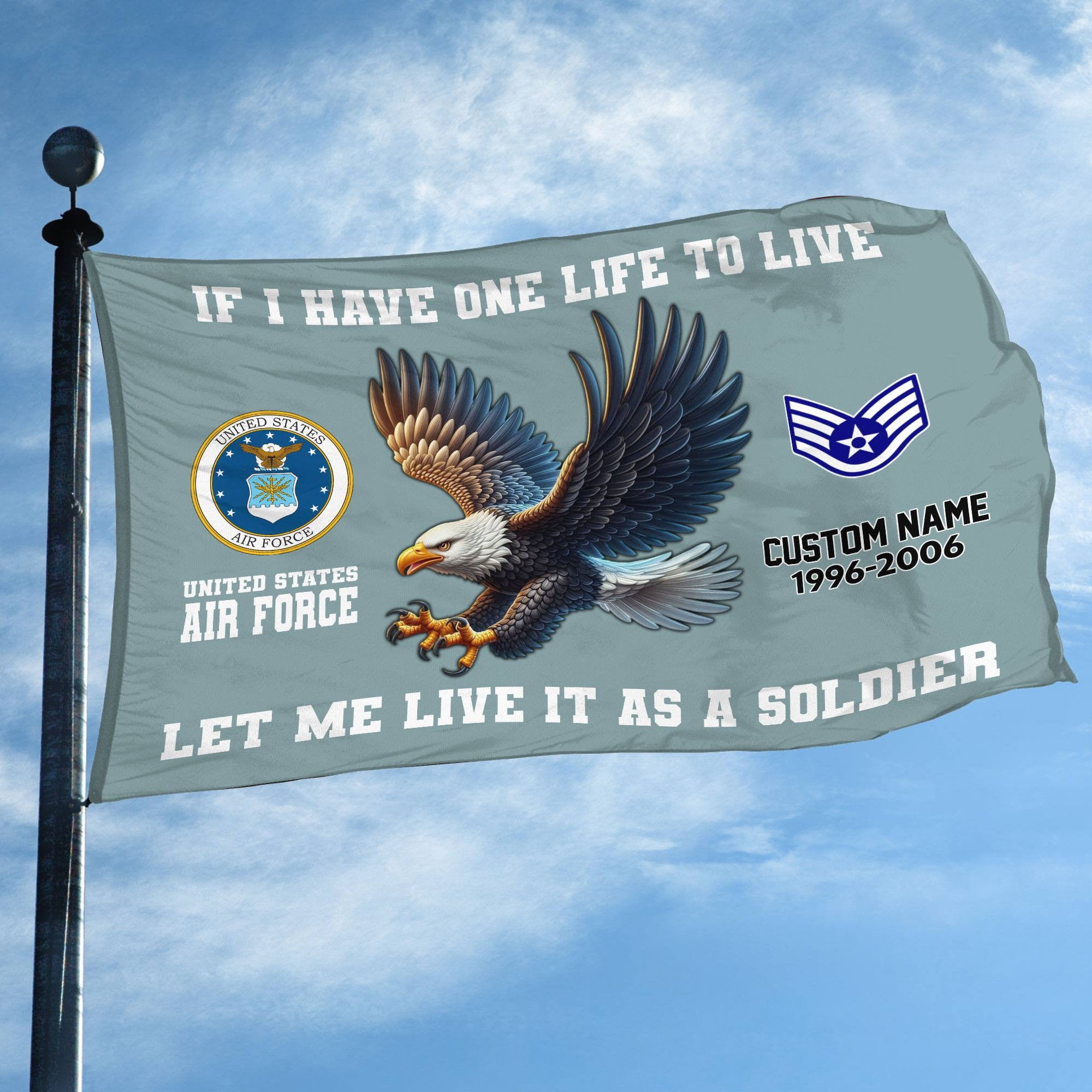 Unique Custom USAF Grommet Flag, Gift For Air Force Veteran, Gifts For Dad, For Husband, Best Gifts On Father's Day, Independence Day, Veterans Day.