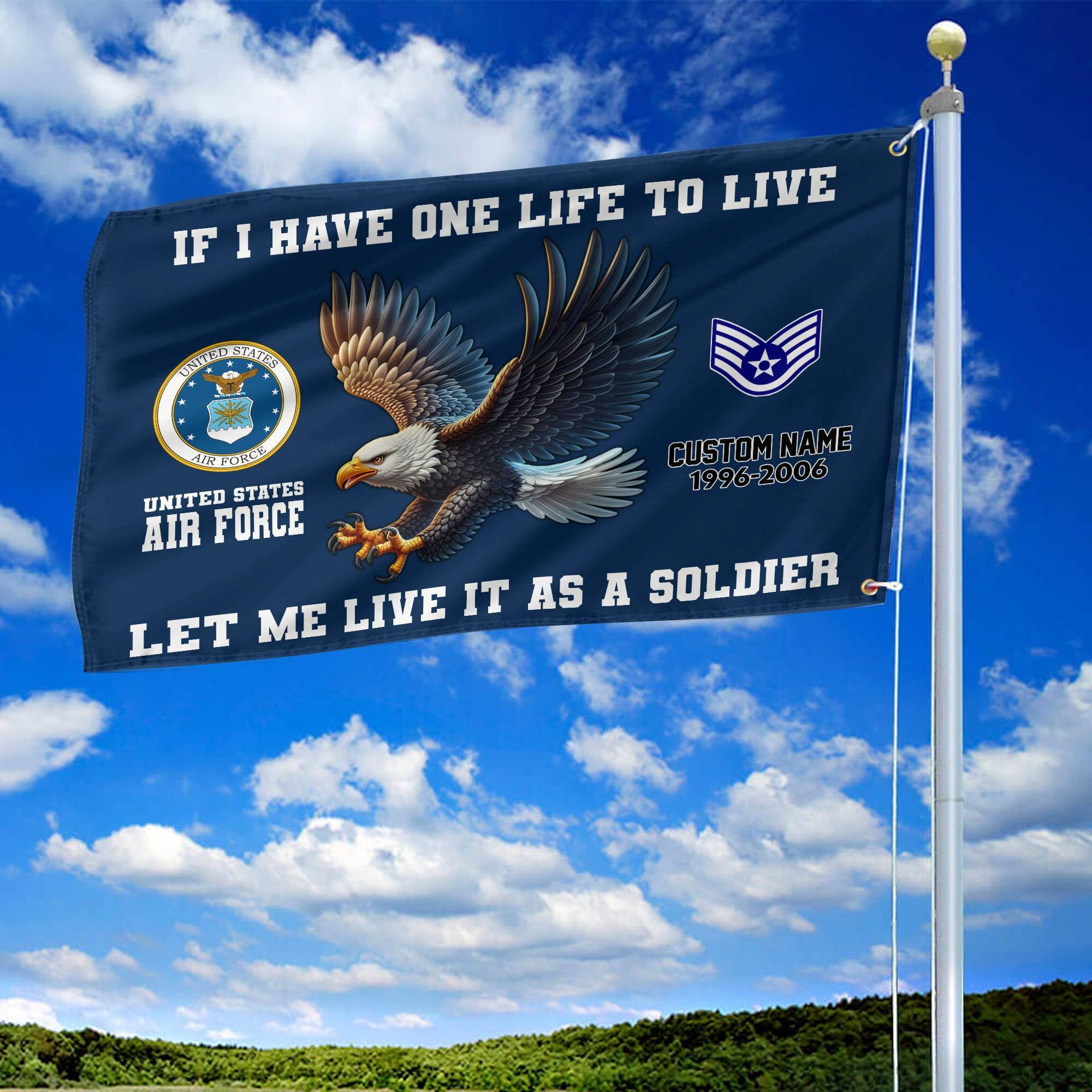 Unique Custom USAF Grommet Flag, Gift For Air Force Veteran, Gifts For Dad, For Husband, Best Gifts On Father's Day, Independence Day, Veterans Day.
