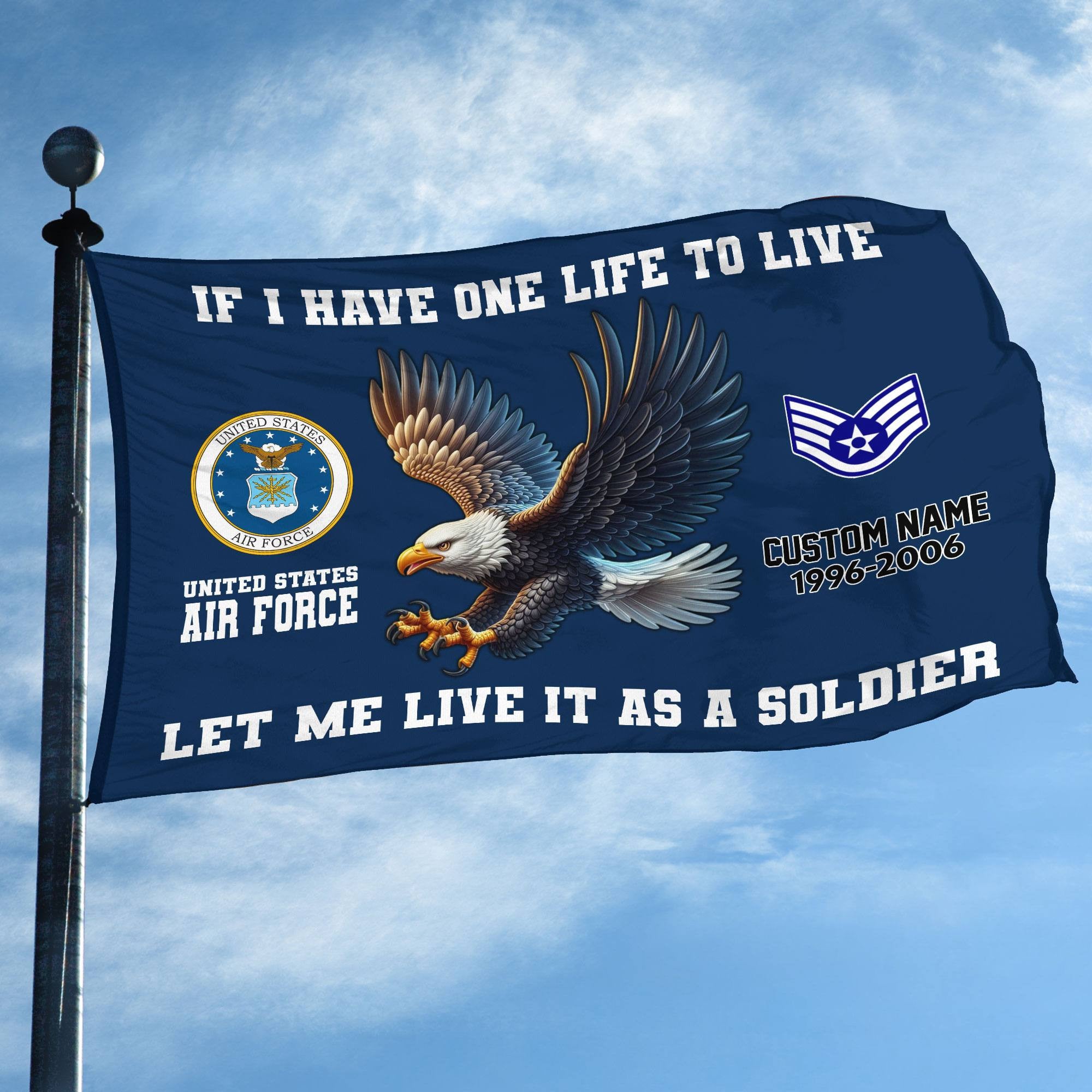 Unique Custom USAF Grommet Flag, Gift For Air Force Veteran, Gifts For Dad, For Husband, Best Gifts On Father's Day, Independence Day, Veterans Day.