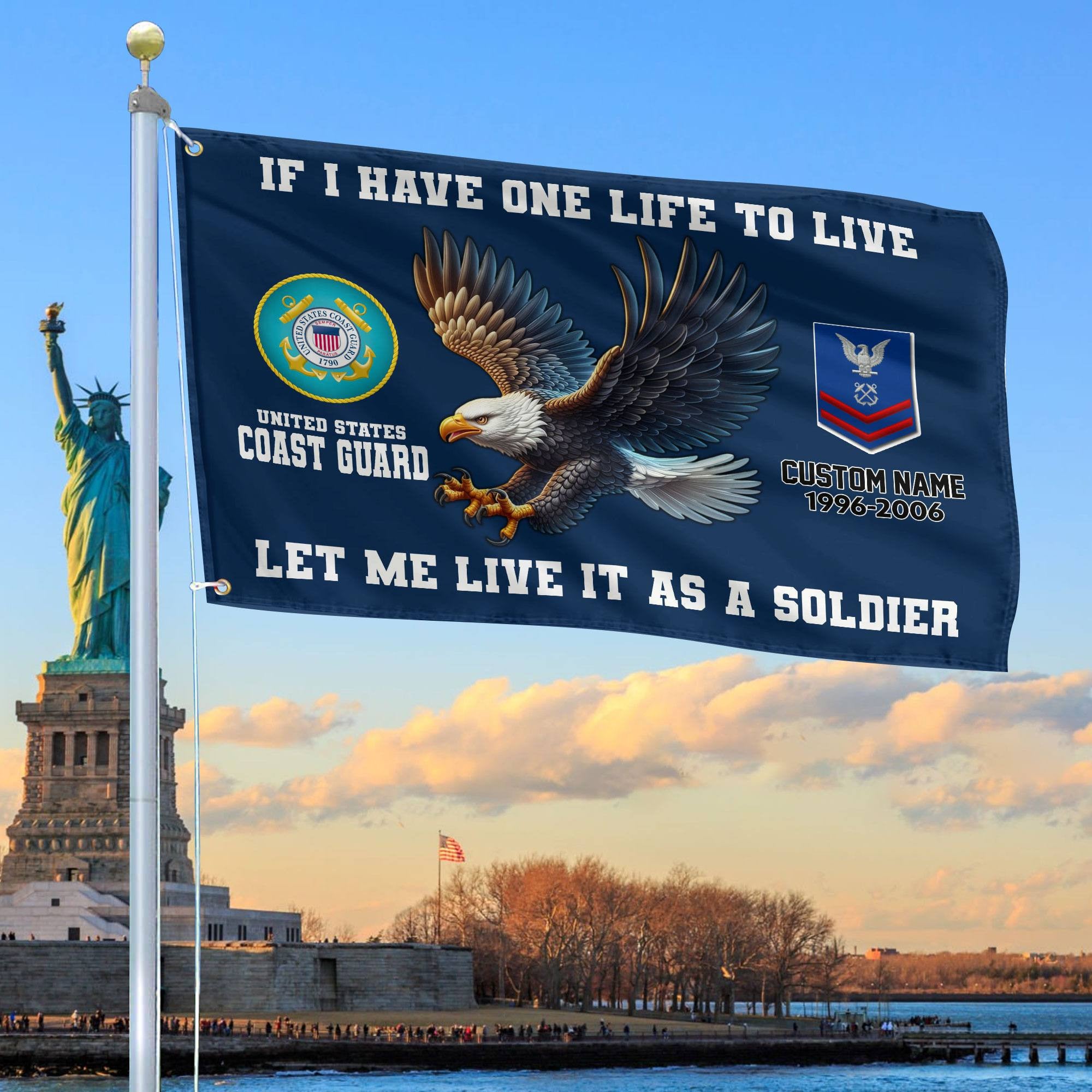 Unique Custom USCG Grommet Flag, Gift For Coast Guard Veteran, Gifts For Dad, For Husband, Best Gifts On Father's Day, Independence Day, Veterans Day.