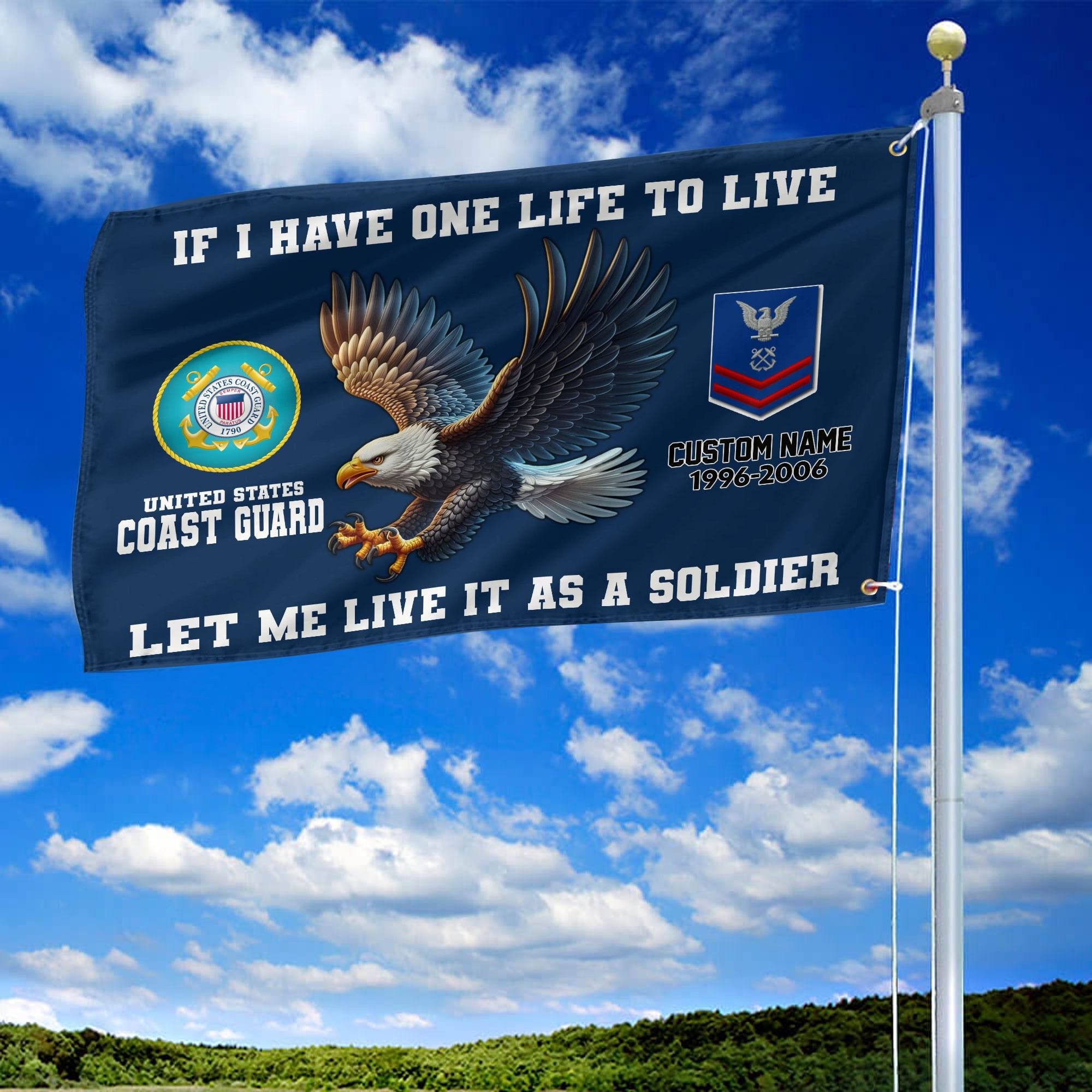 Unique Custom USCG Grommet Flag, Gift For Coast Guard Veteran, Gifts For Dad, For Husband, Best Gifts On Father's Day, Independence Day, Veterans Day.