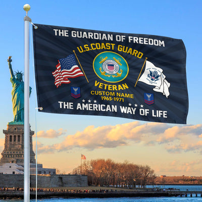 USCG Custom Grommet Flag, Gifts For Coast Guard Veteran, Best Gifts On Father's Day, Armed Forces Day, Independence Day, Veterans Day.