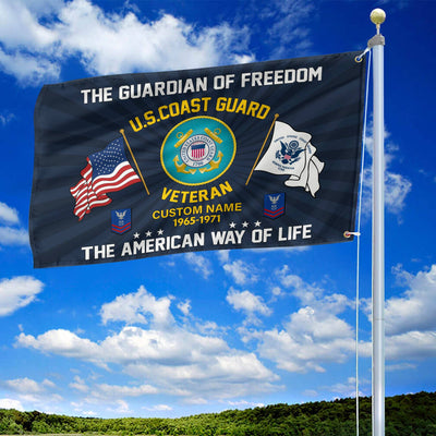 USCG Custom Grommet Flag, Gifts For Coast Guard Veteran, Best Gifts On Father's Day, Armed Forces Day, Independence Day, Veterans Day.