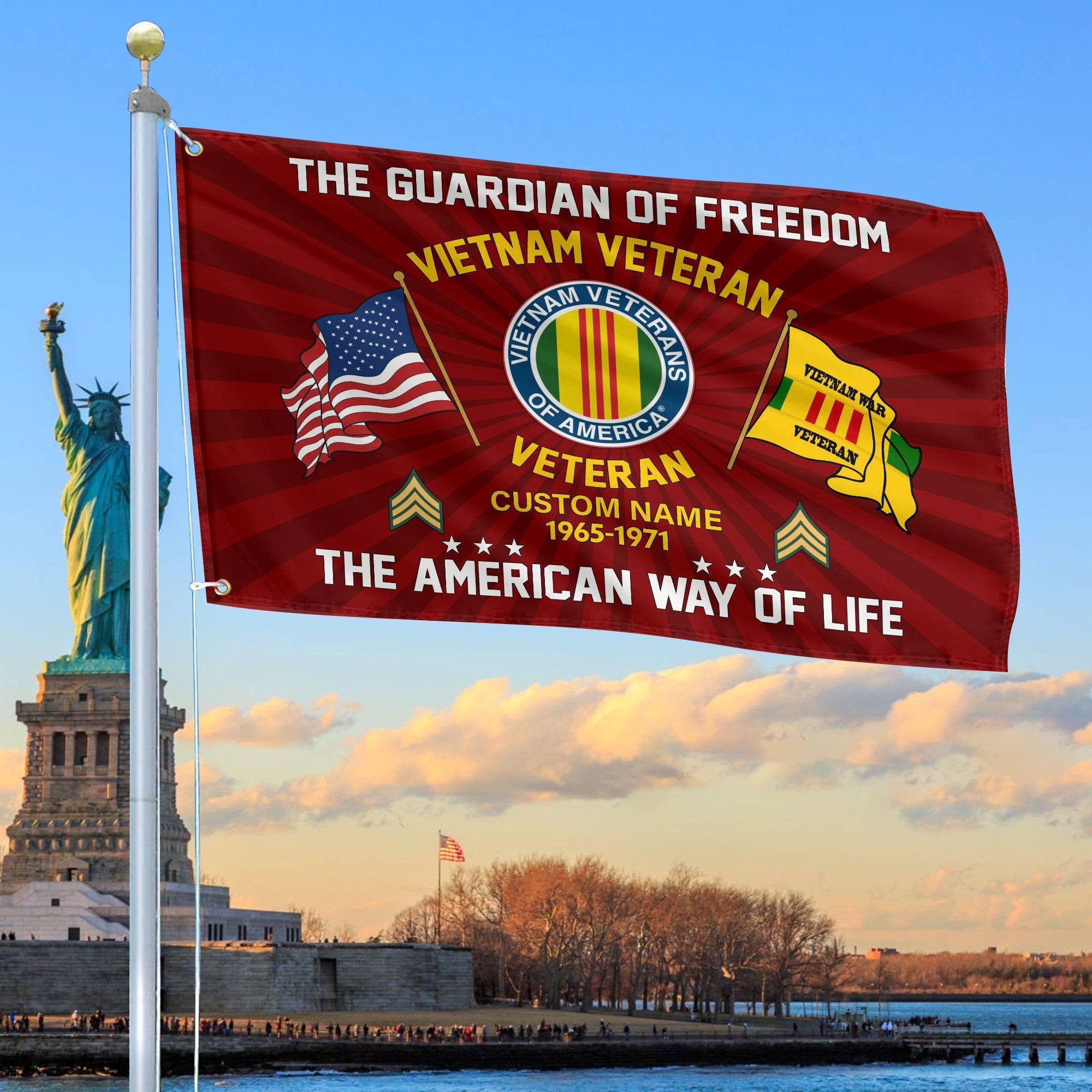Vietnam Veteran Custom Grommet Flag, Gifts For Vietnam Veteran, Best Gifts On Father's Day, Armed Forces Day, Independence Day, Veterans Day.
