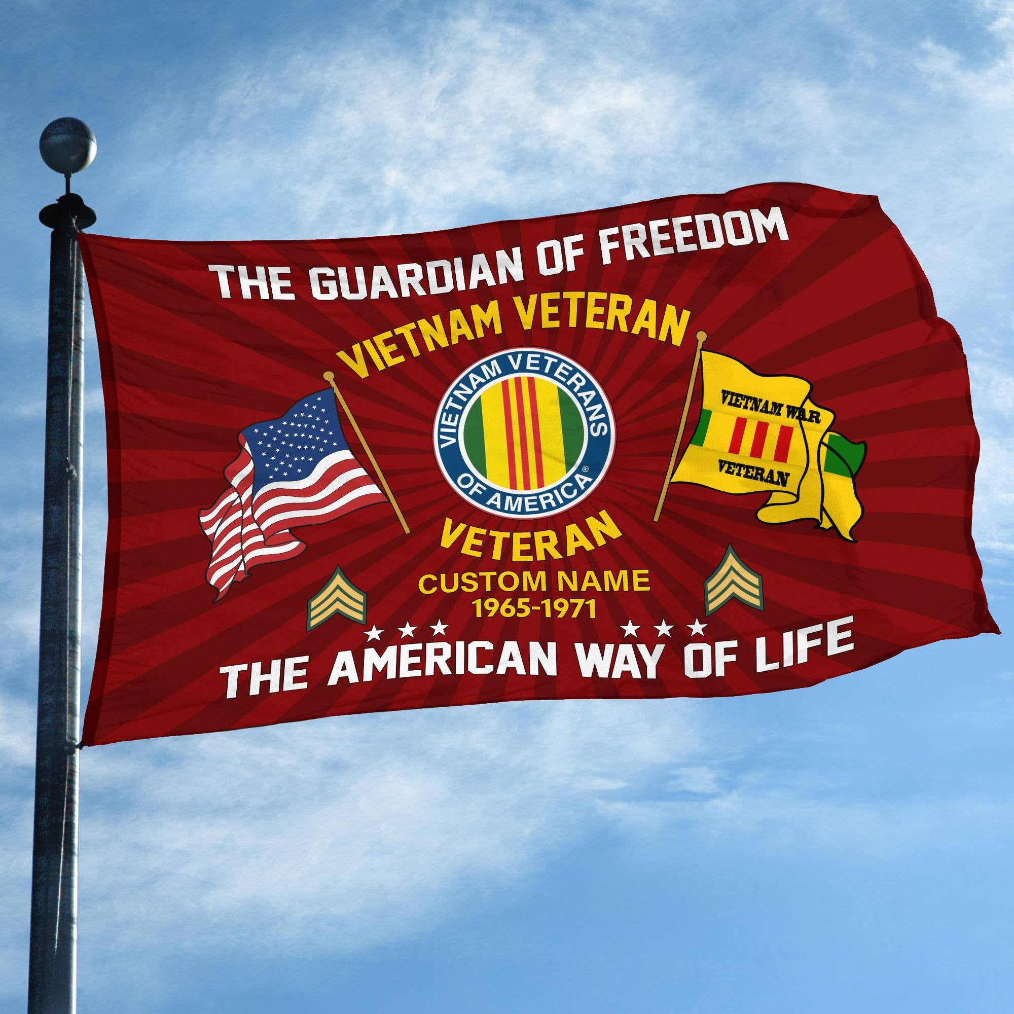 Vietnam Veteran Custom Grommet Flag, Gifts For Vietnam Veteran, Best Gifts On Father's Day, Armed Forces Day, Independence Day, Veterans Day.