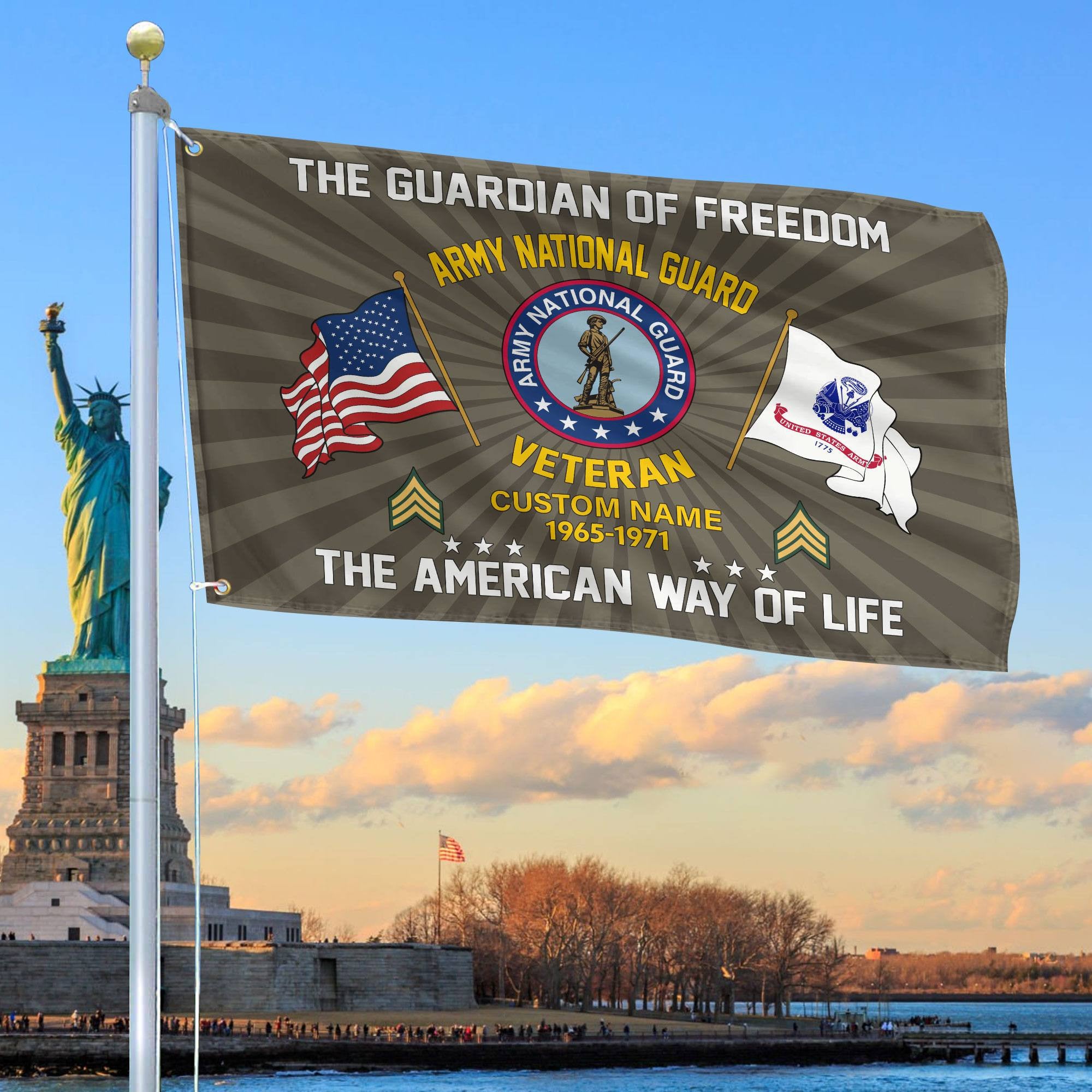 US Army National Guard Custom Grommet Flag, Gifts For Army National Guard Veteran, Best Gifts On Father's Day, Armed Forces Day, Independence Day, Veterans Day.