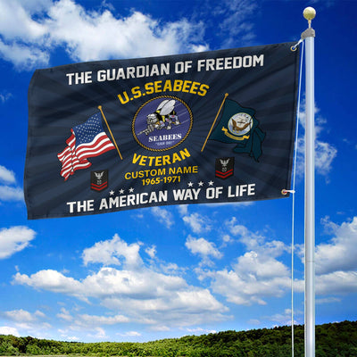 US Seabees Custom Grommet Flag, Gifts For Seabees Veteran, Best Gifts On Father's Day, Armed Forces Day, Independence Day, Veterans Day.