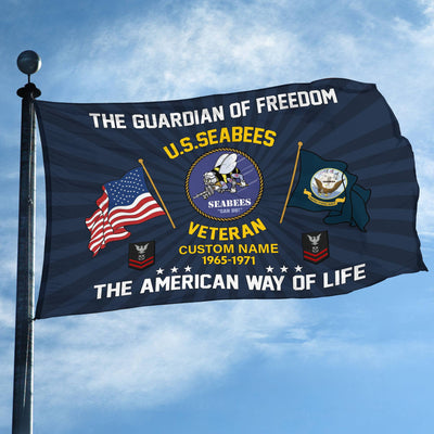 US Seabees Custom Grommet Flag, Gifts For Seabees Veteran, Best Gifts On Father's Day, Armed Forces Day, Independence Day, Veterans Day.