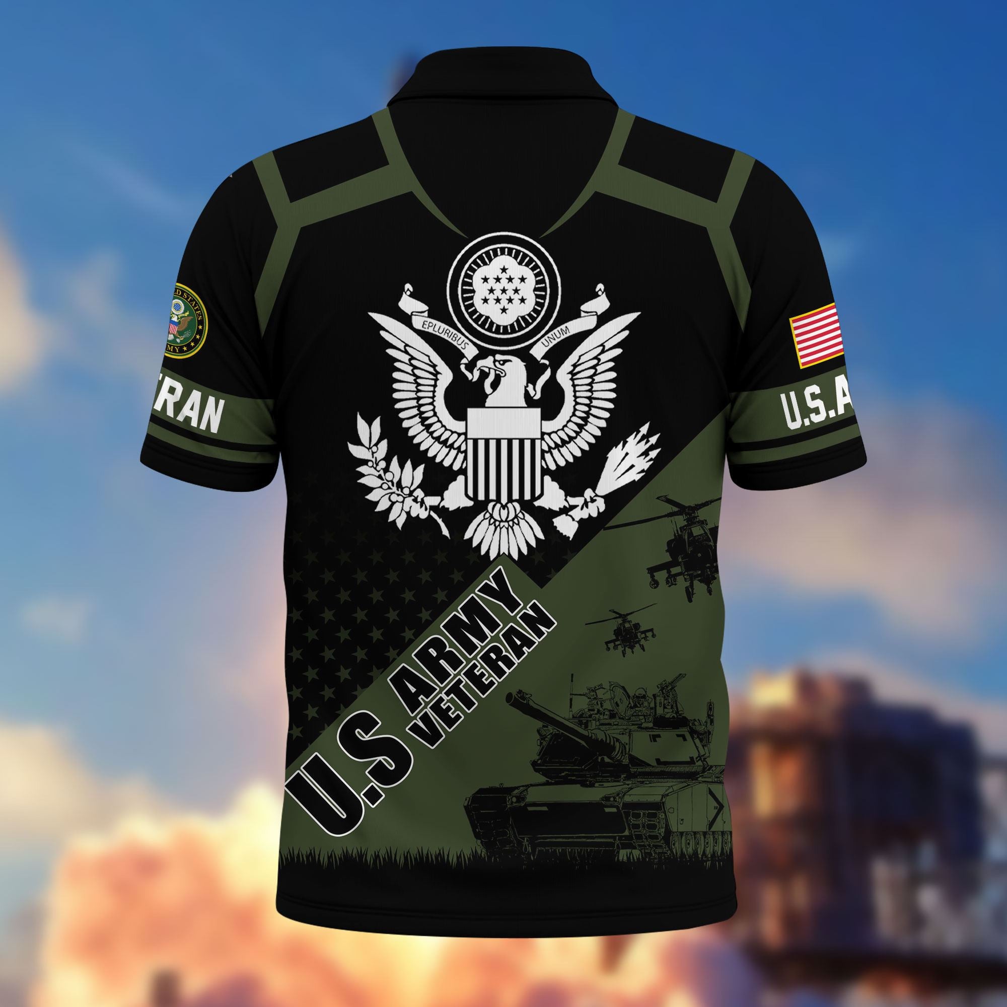 Premium US Veterans Polo Shirt, Gifts For US Veterans, Gifts On Father's Day, Independence Day, Armed Forces Day, Veterans Day.