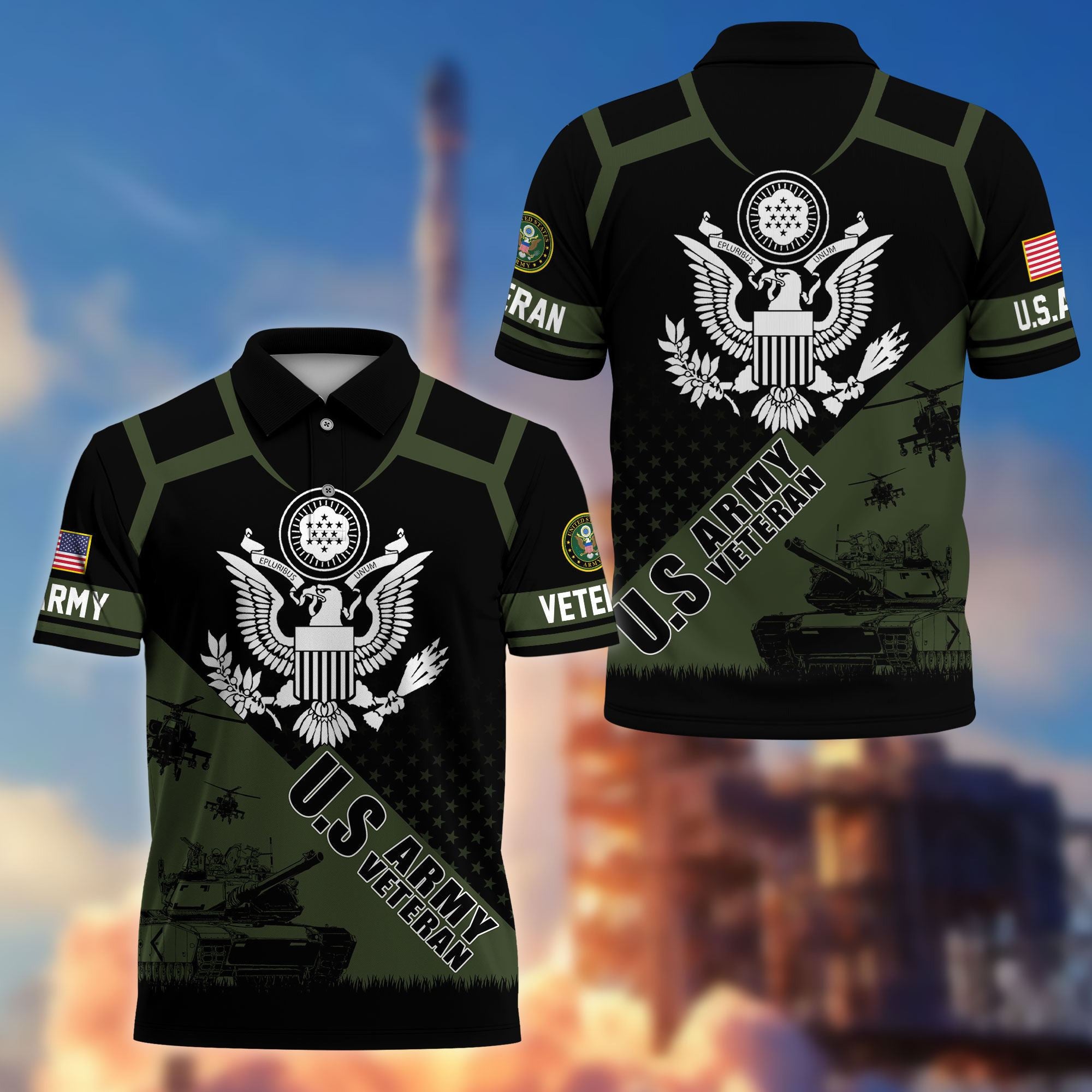 Premium US Veterans Polo Shirt, Gifts For US Veterans, Gifts On Father's Day, Independence Day, Armed Forces Day, Veterans Day.