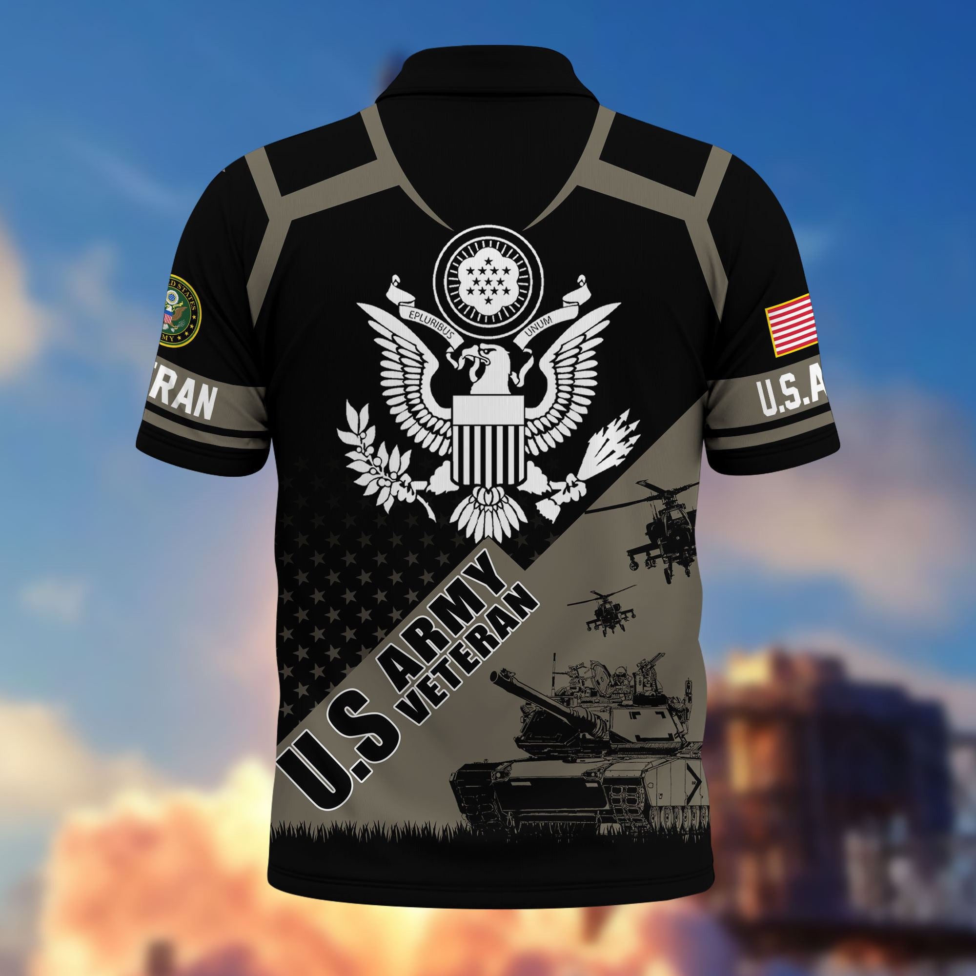 Premium US Veterans Polo Shirt, Gifts For US Veterans, Gifts On Father's Day, Independence Day, Armed Forces Day, Veterans Day.