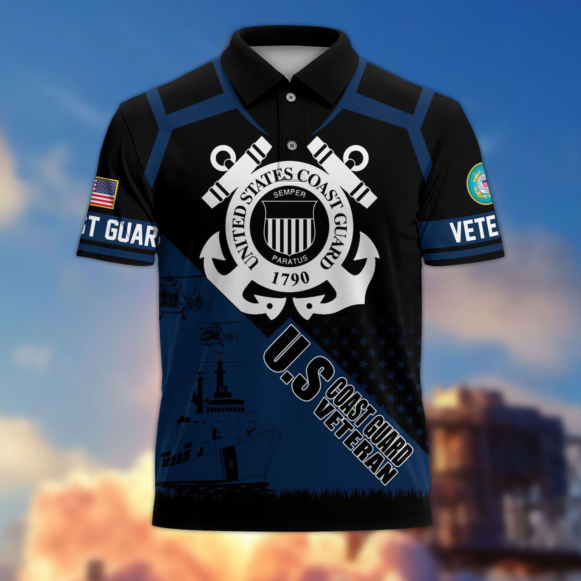 Premium US Veterans Polo Shirt, Gifts For US Veterans, Gifts On Father's Day, Independence Day, Armed Forces Day, Veterans Day.