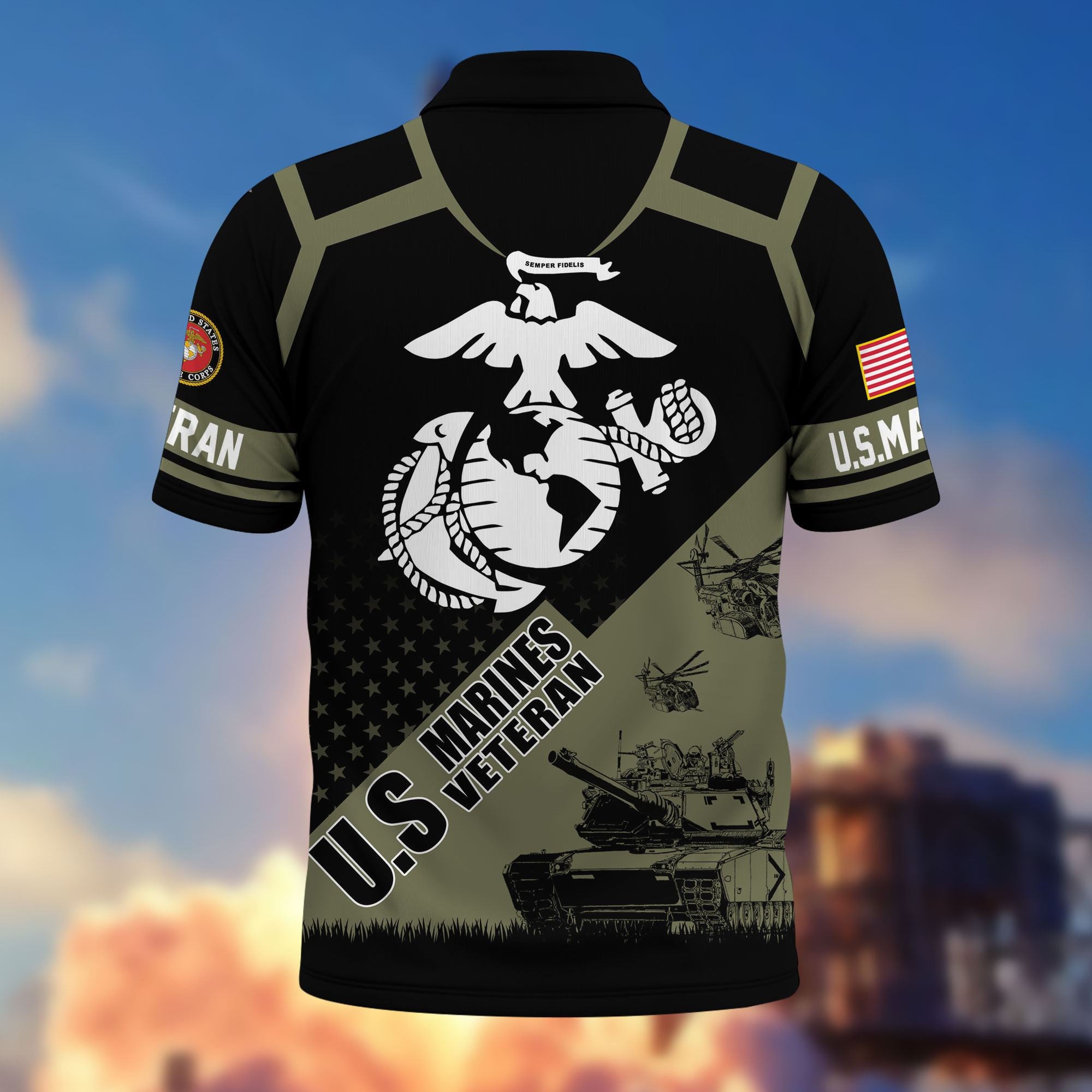 Premium US Veterans Polo Shirt, Gifts For US Veterans, Gifts On Father's Day, Independence Day, Armed Forces Day, Veterans Day.