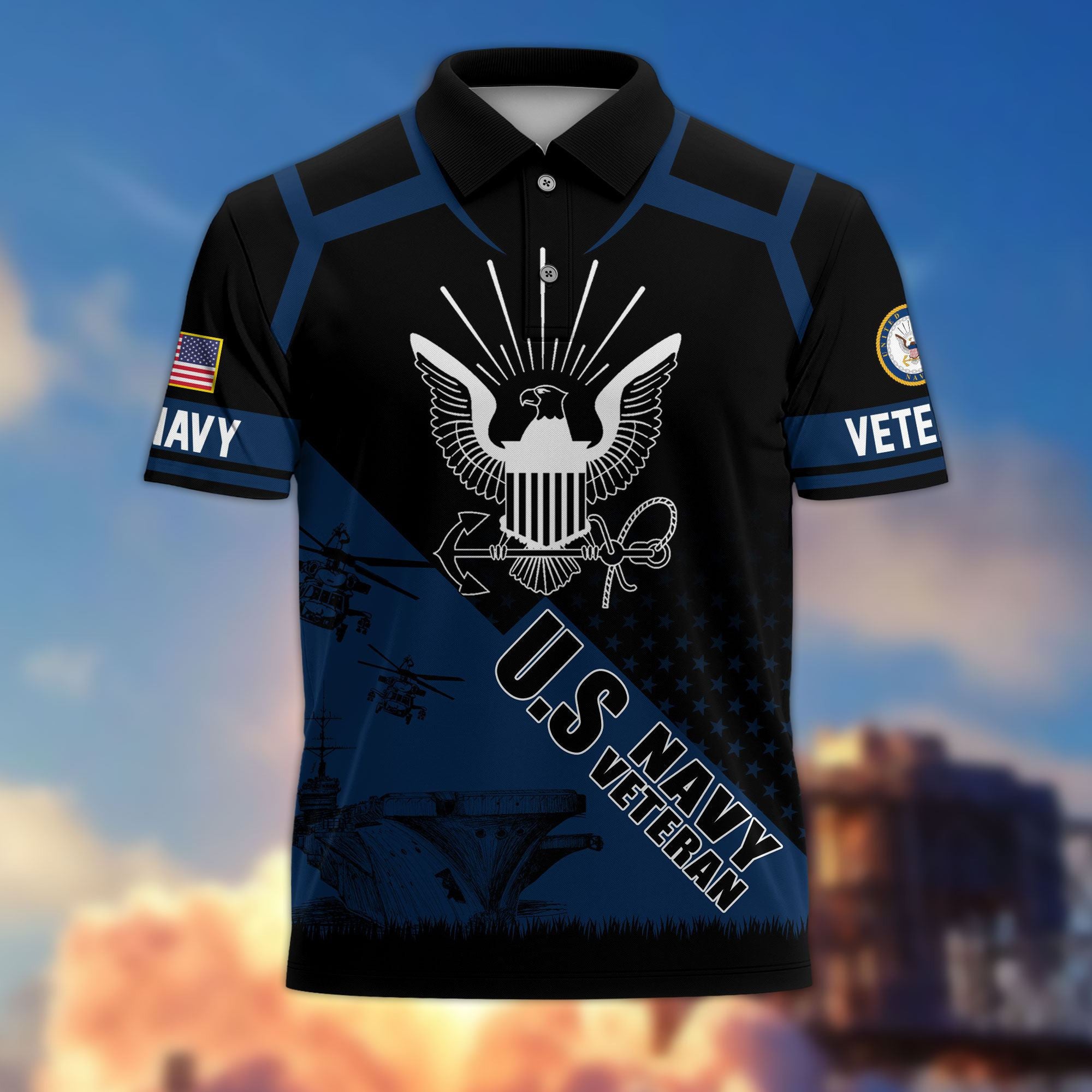 Premium US Veterans Polo Shirt, Gifts For US Veterans, Gifts On Father's Day, Independence Day, Armed Forces Day, Veterans Day.