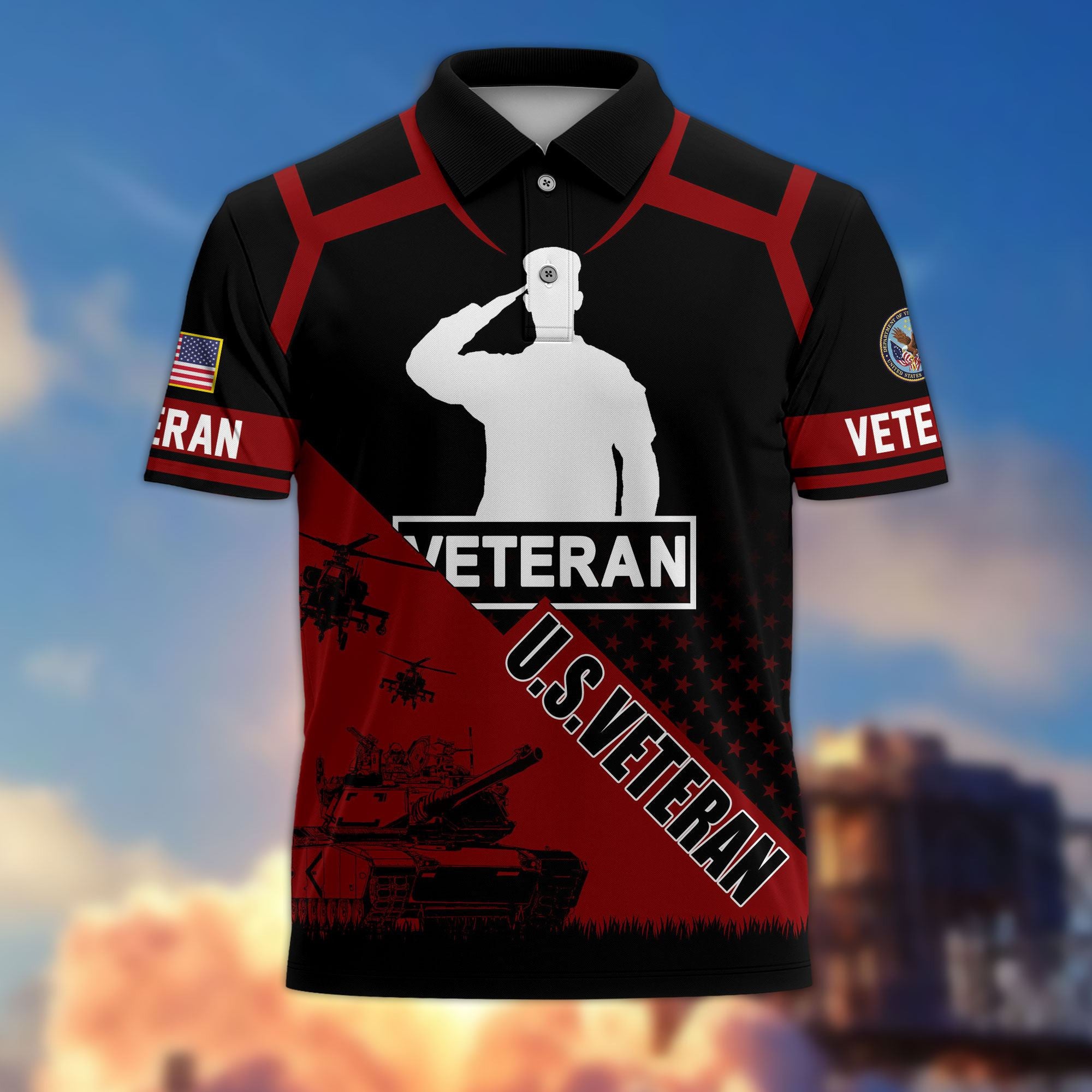Premium US Veterans Polo Shirt, Gifts For US Veterans, Gifts On Father's Day, Independence Day, Armed Forces Day, Veterans Day.