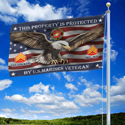 Unique Custom Name, Rank, Year, USMC Grommet Flag, Gifts For Marine Veteran, Gifts For Dad, For Husband, Best Gifts On Father's Day, Independence Day, Veterans Day.