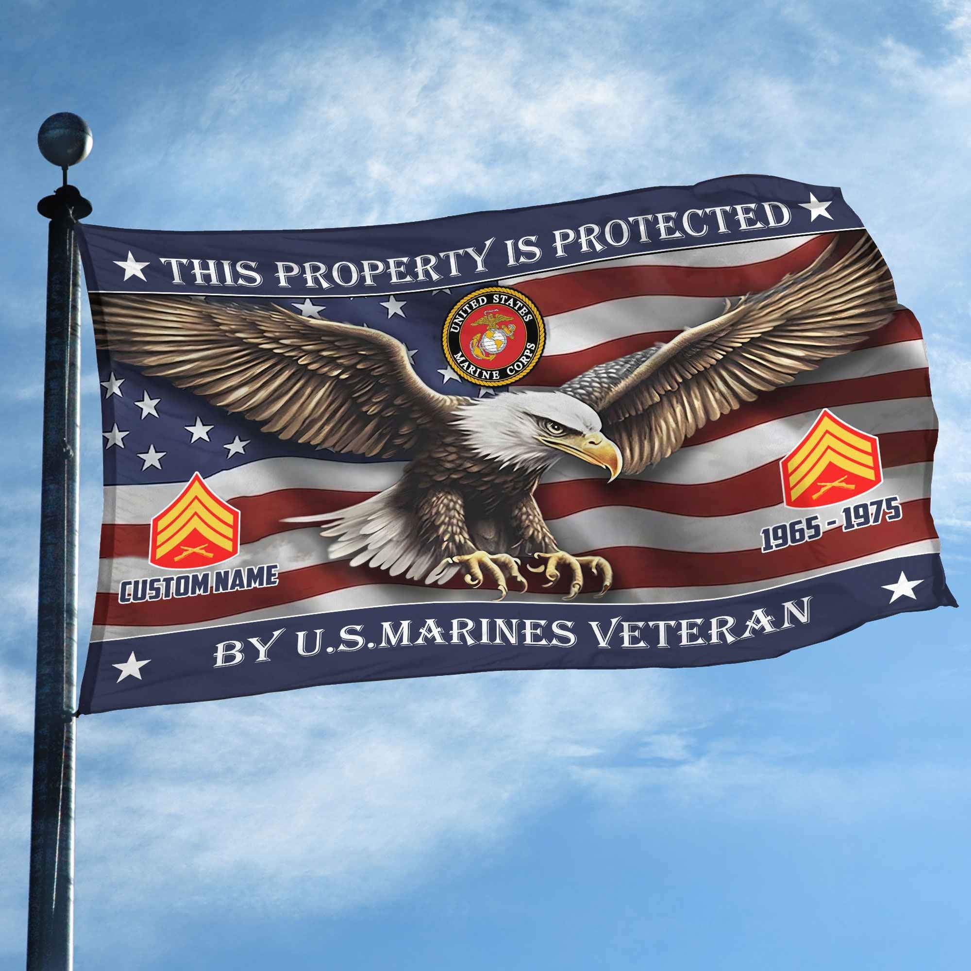 Unique Custom Name, Rank, Year, USMC Grommet Flag, Gifts For Marine Veteran, Gifts For Dad, For Husband, Best Gifts On Father's Day, Independence Day, Veterans Day.