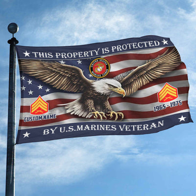 Unique Custom Name, Rank, Year, USMC Grommet Flag, Gifts For Marine Veteran, Gifts For Dad, For Husband, Best Gifts On Father's Day, Independence Day, Veterans Day.