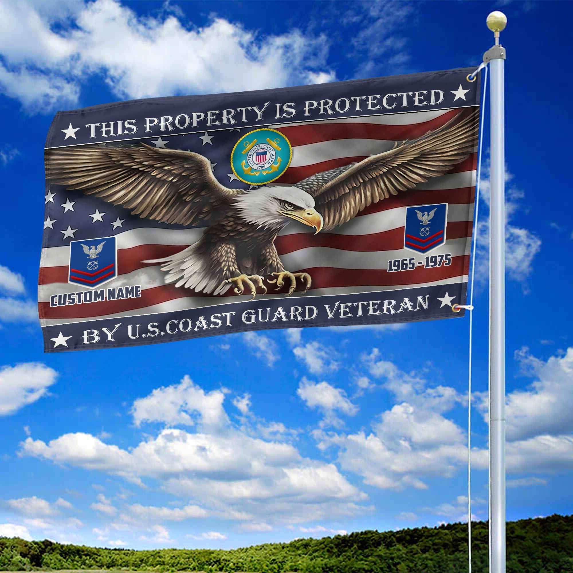 Unique Custom Name, Rank, Year, USCG Grommet Flag, Gifts For Coast Guard Veteran, Gifts For Dad, For Husband, Best Gifts On Father's Day, Independence Day, Veterans Day.