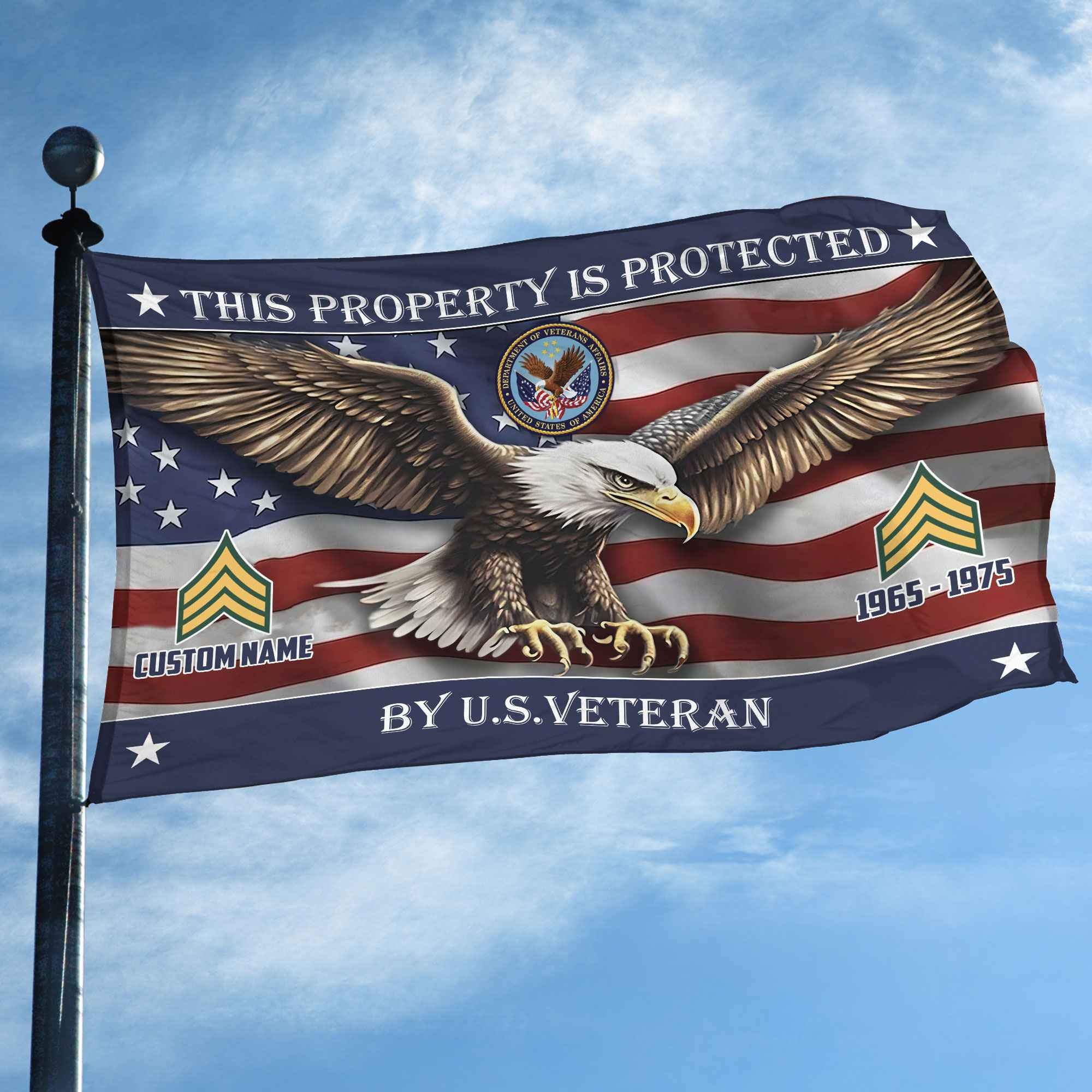 Unique Custom Name, Rank, Year, US Veteran Grommet Flag, Gifts For US Veteran, Gifts For Dad, For Husband, Best Gifts On Father's Day, Independence Day, Veterans Day.