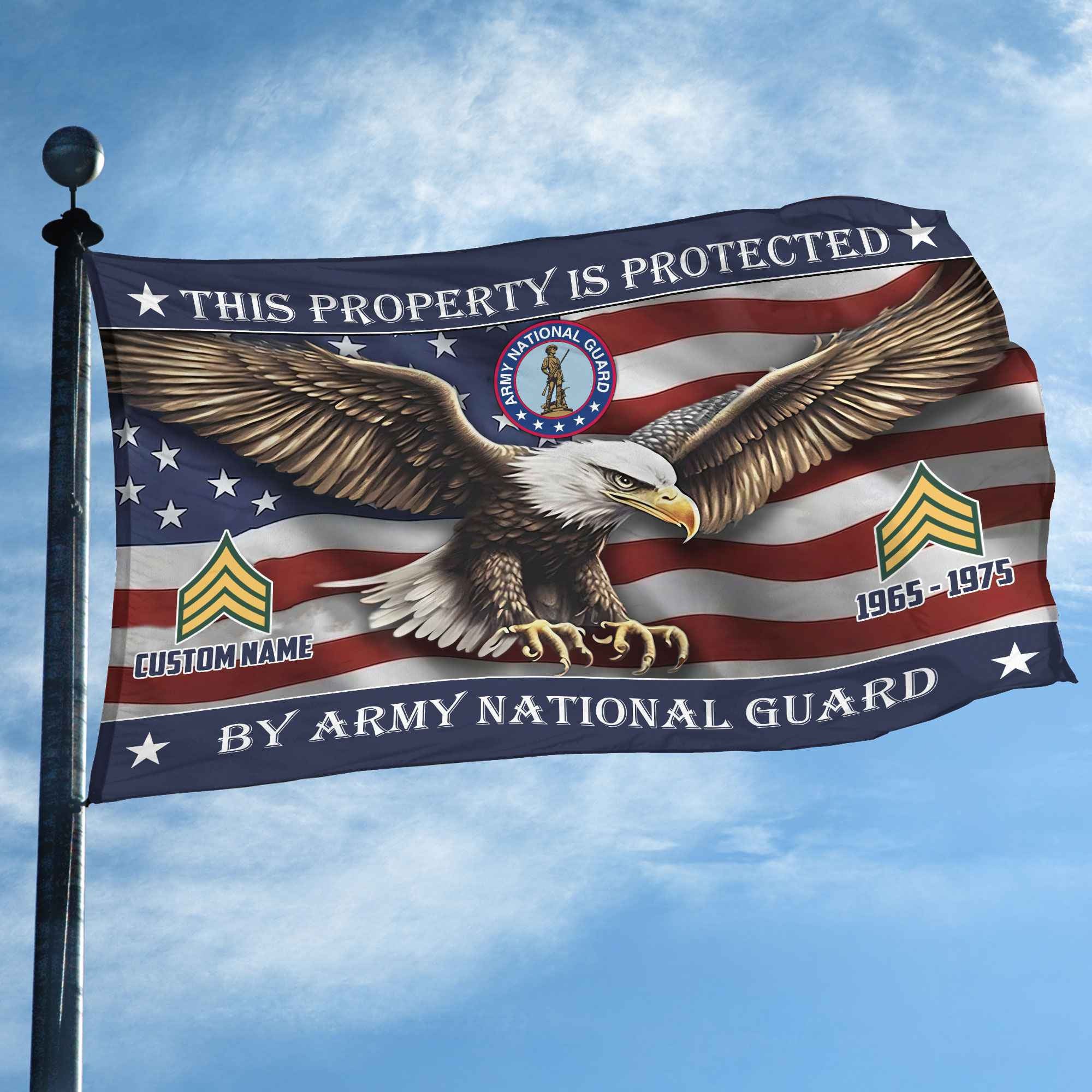 Unique Custom Name, Rank, Year, US Army National Guard Grommet Flag, Gifts For Army National Guard Veteran, Gifts For Dad, For Husband, Best Gifts On Father's Day, Independence Day, Veterans Day.