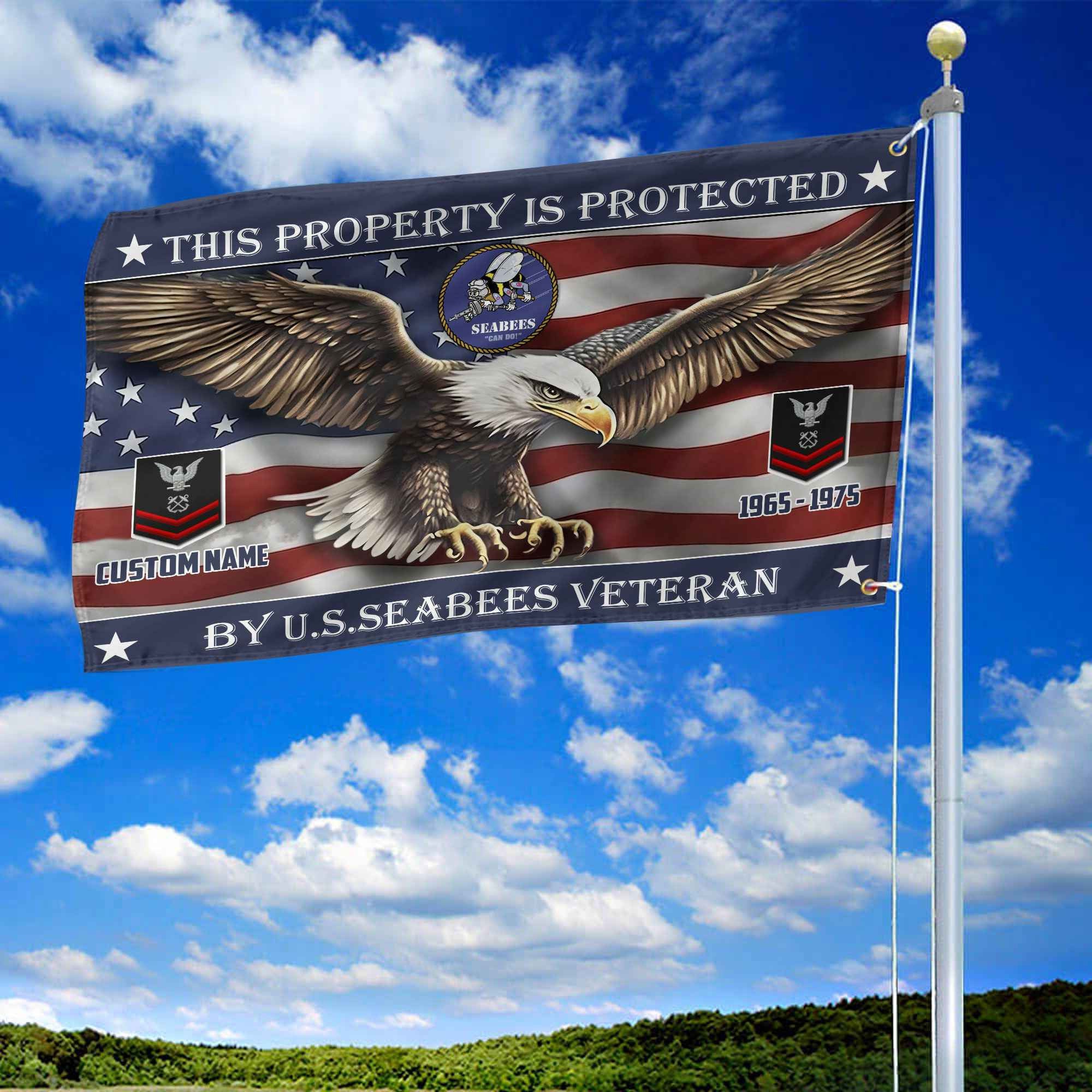 Unique Custom Name, Rank, Year, US Seabees Grommet Flag, Gifts For Seabees Veteran, Gifts For Dad, For Husband, Best Gifts On Father's Day, Independence Day, Veterans Day.