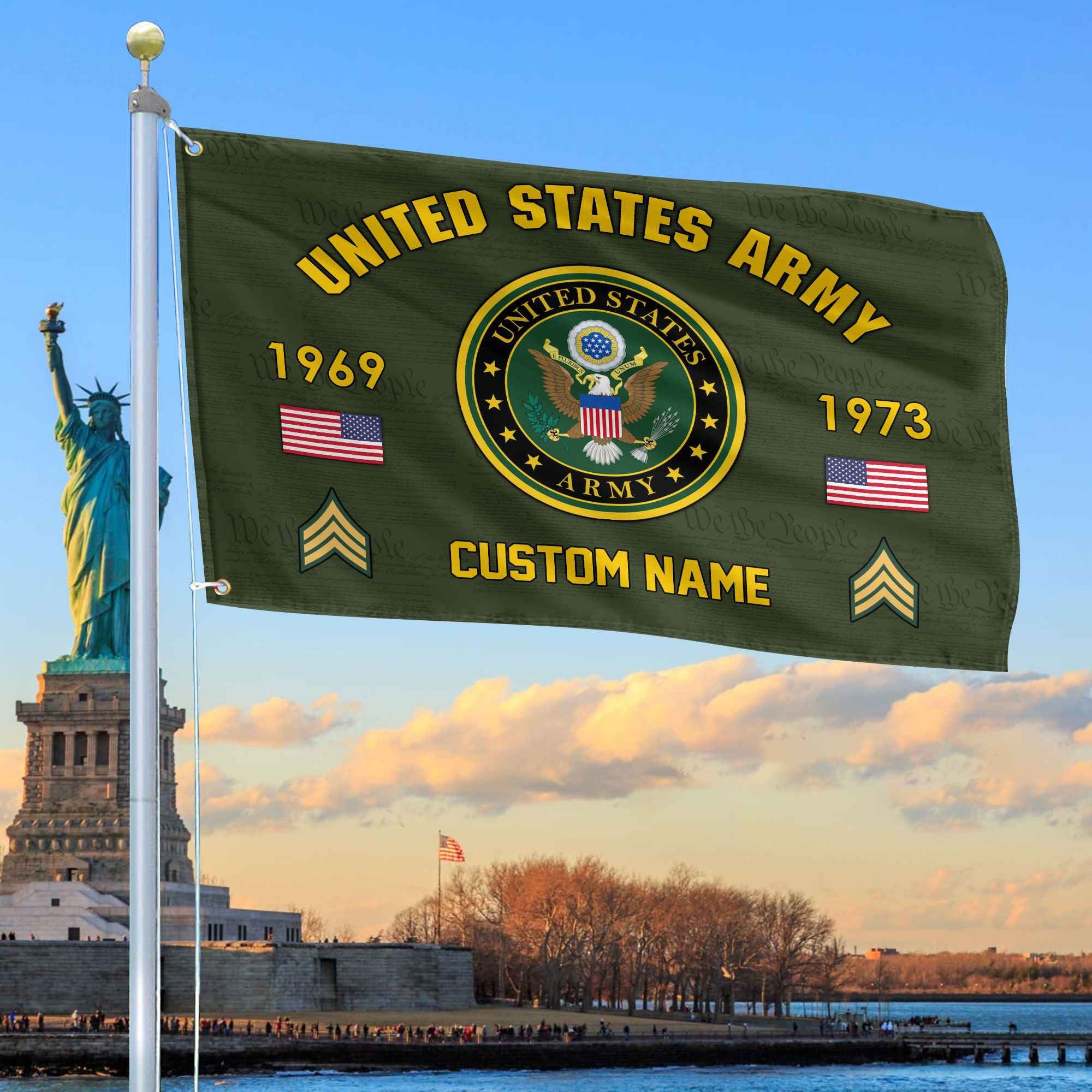 Premium Custom US Army Grommet Flag, Gifts For Army Veteran, Best Gifts On Father's Day, Armed Forces Day, Independence Day, Veterans Day.
