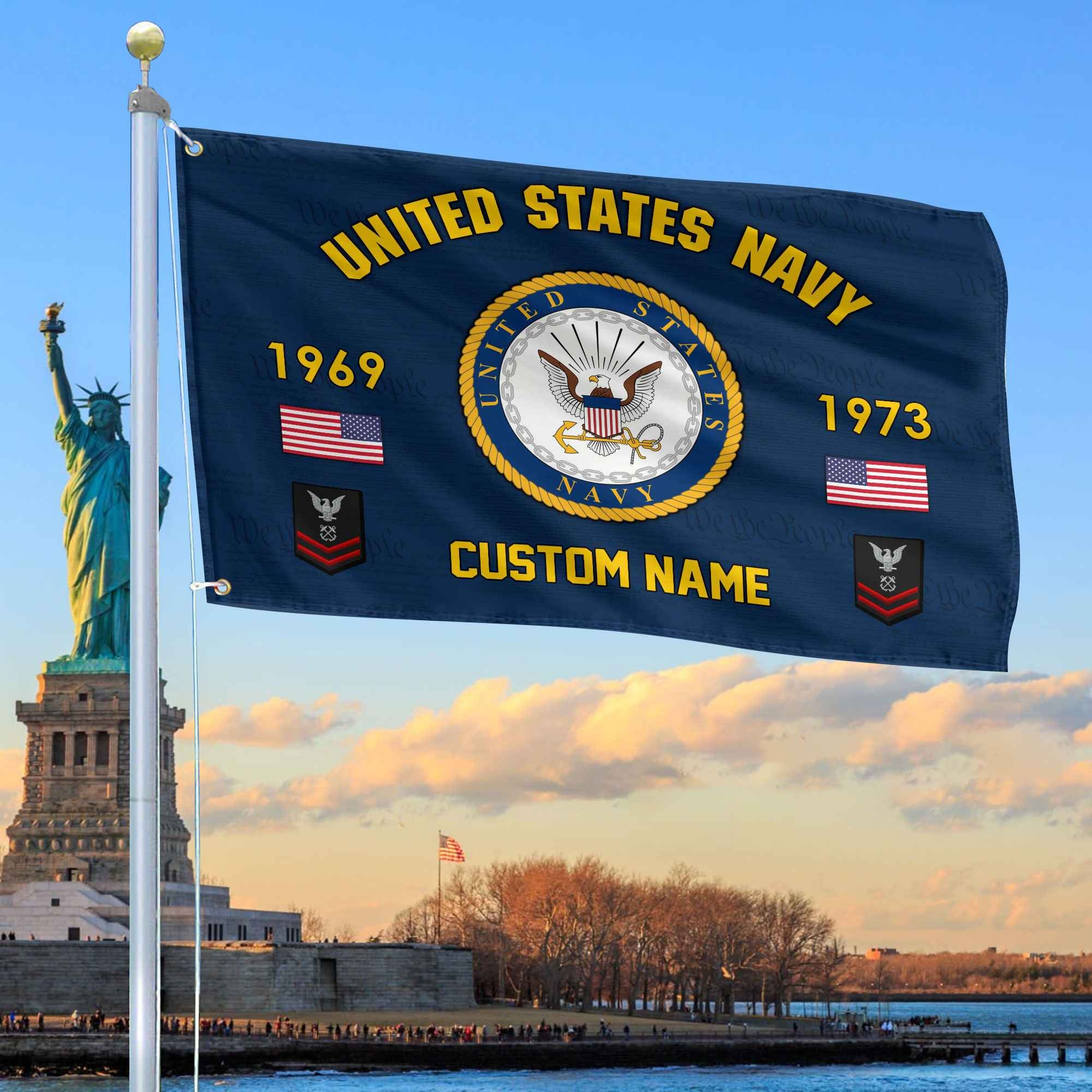 Premium Custom US Navy Grommet Flag, Gifts For Navy Veteran, Best Gifts On Father's Day, Armed Forces Day, Independence Day, Veterans Day.
