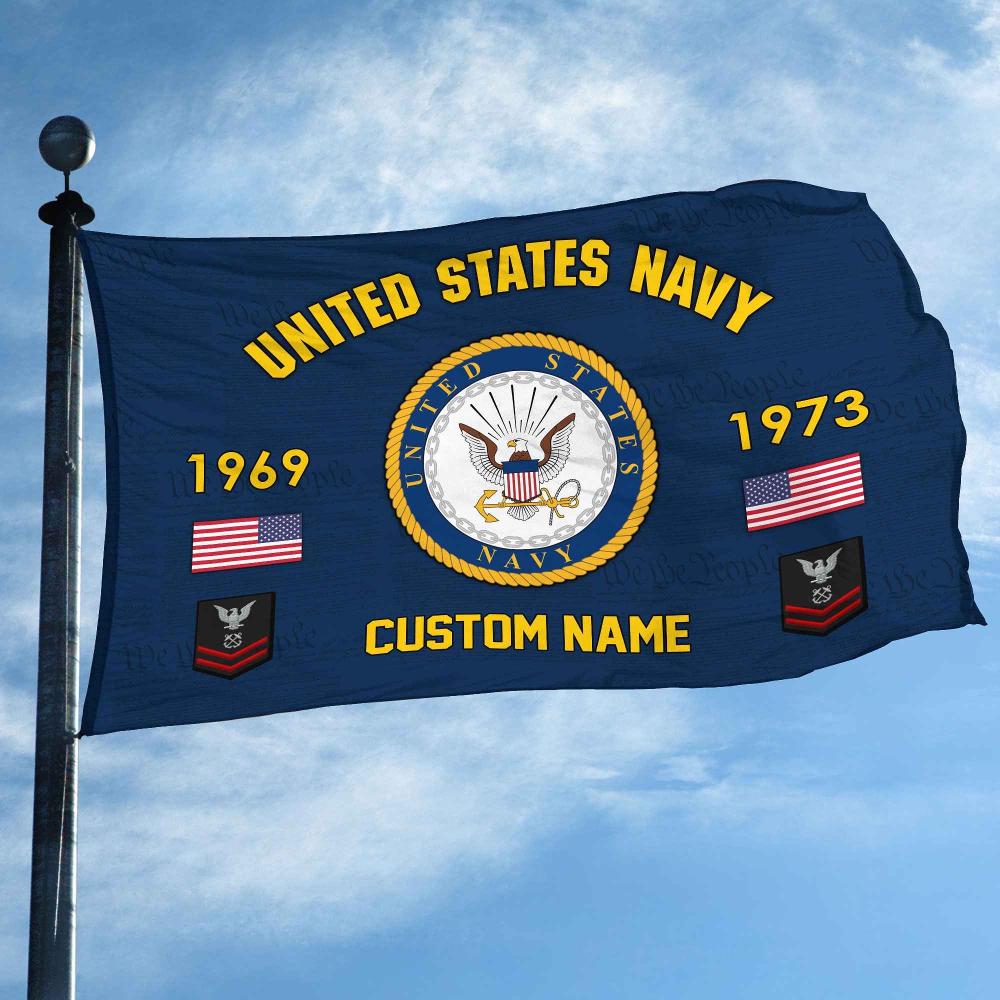 Premium Custom US Navy Grommet Flag, Gifts For Navy Veteran, Best Gifts On Father's Day, Armed Forces Day, Independence Day, Veterans Day.
