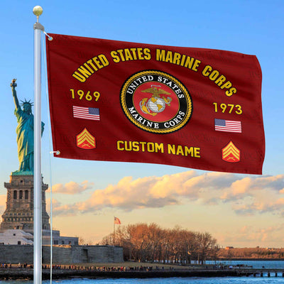 Premium Custom USMC Grommet Flag, Gifts For Marine Veteran, Best Gifts On Father's Day, Armed Forces Day, Independence Day, Veterans Day.