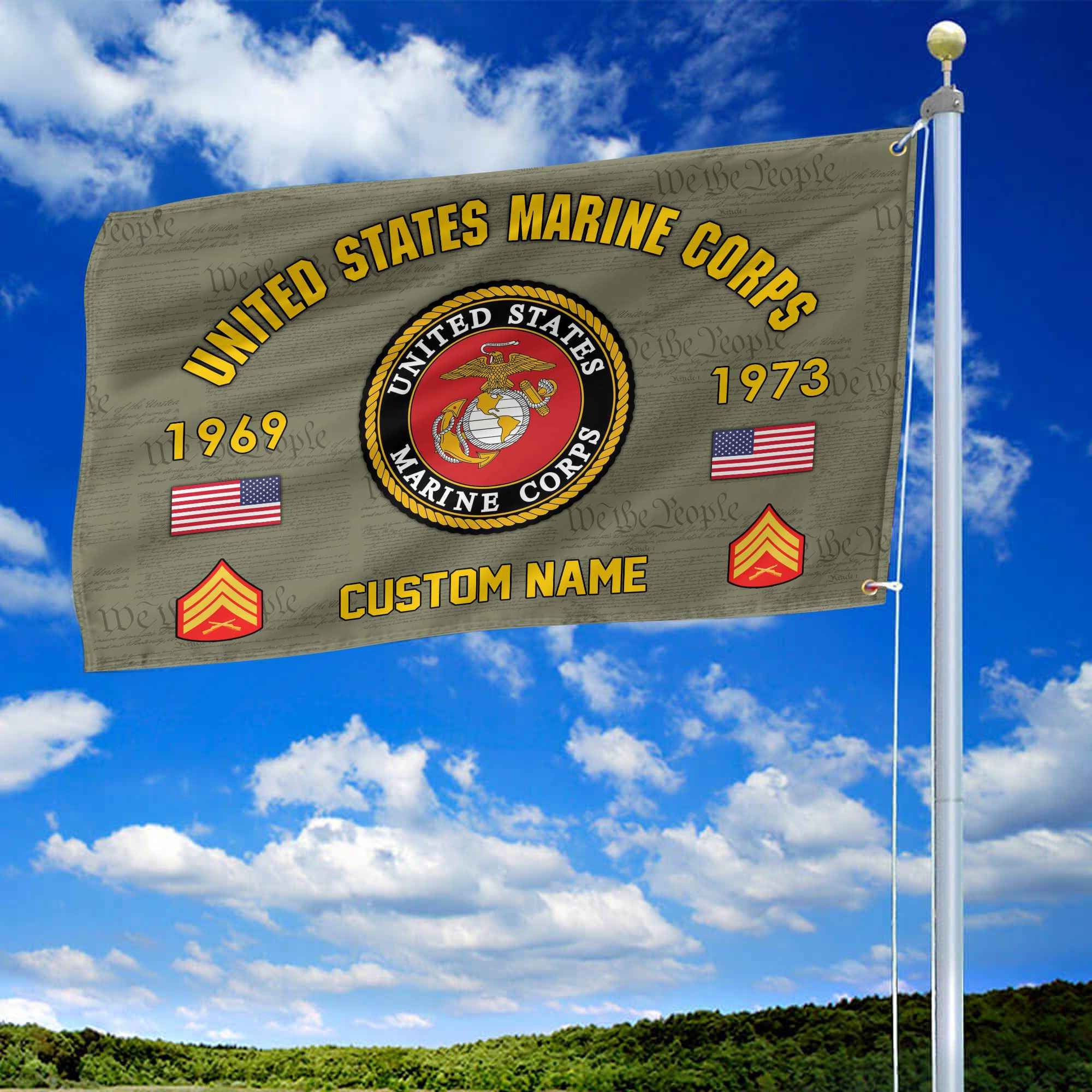 Premium Custom USMC Grommet Flag, Gifts For Marine Veteran, Best Gifts On Father's Day, Armed Forces Day, Independence Day, Veterans Day.