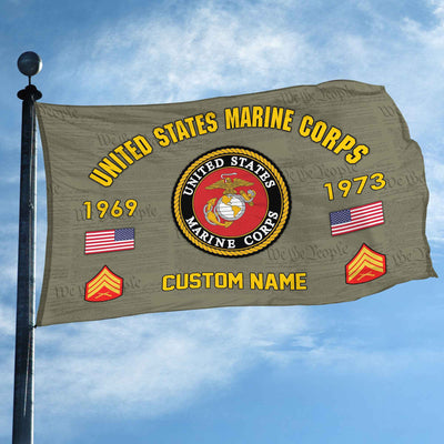 Premium Custom USMC Grommet Flag, Gifts For Marine Veteran, Best Gifts On Father's Day, Armed Forces Day, Independence Day, Veterans Day.