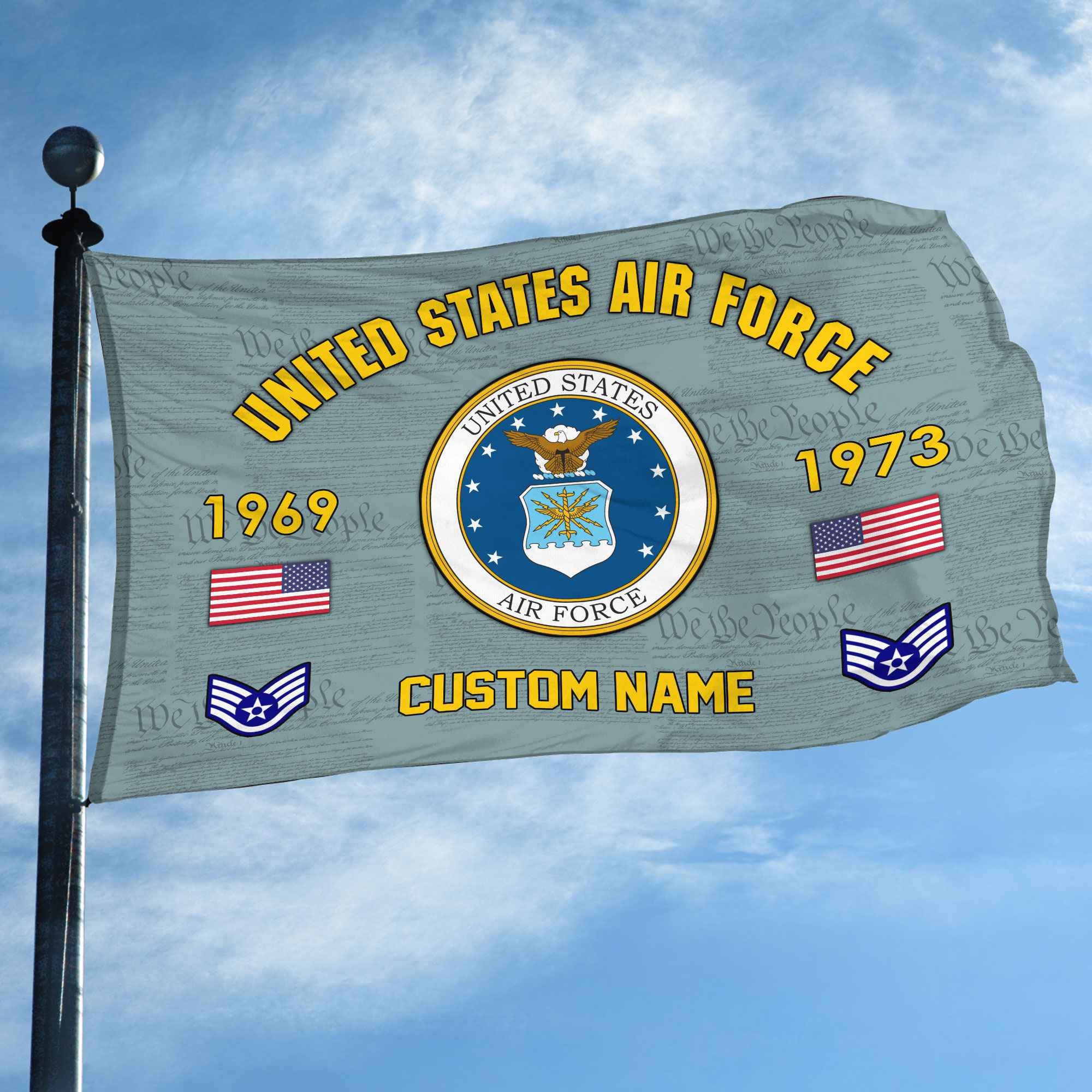 Premium Custom USAF Grommet Flag, Gifts For Air Force Veteran, Best Gifts On Father's Day, Armed Forces Day, Independence Day, Veterans Day.
